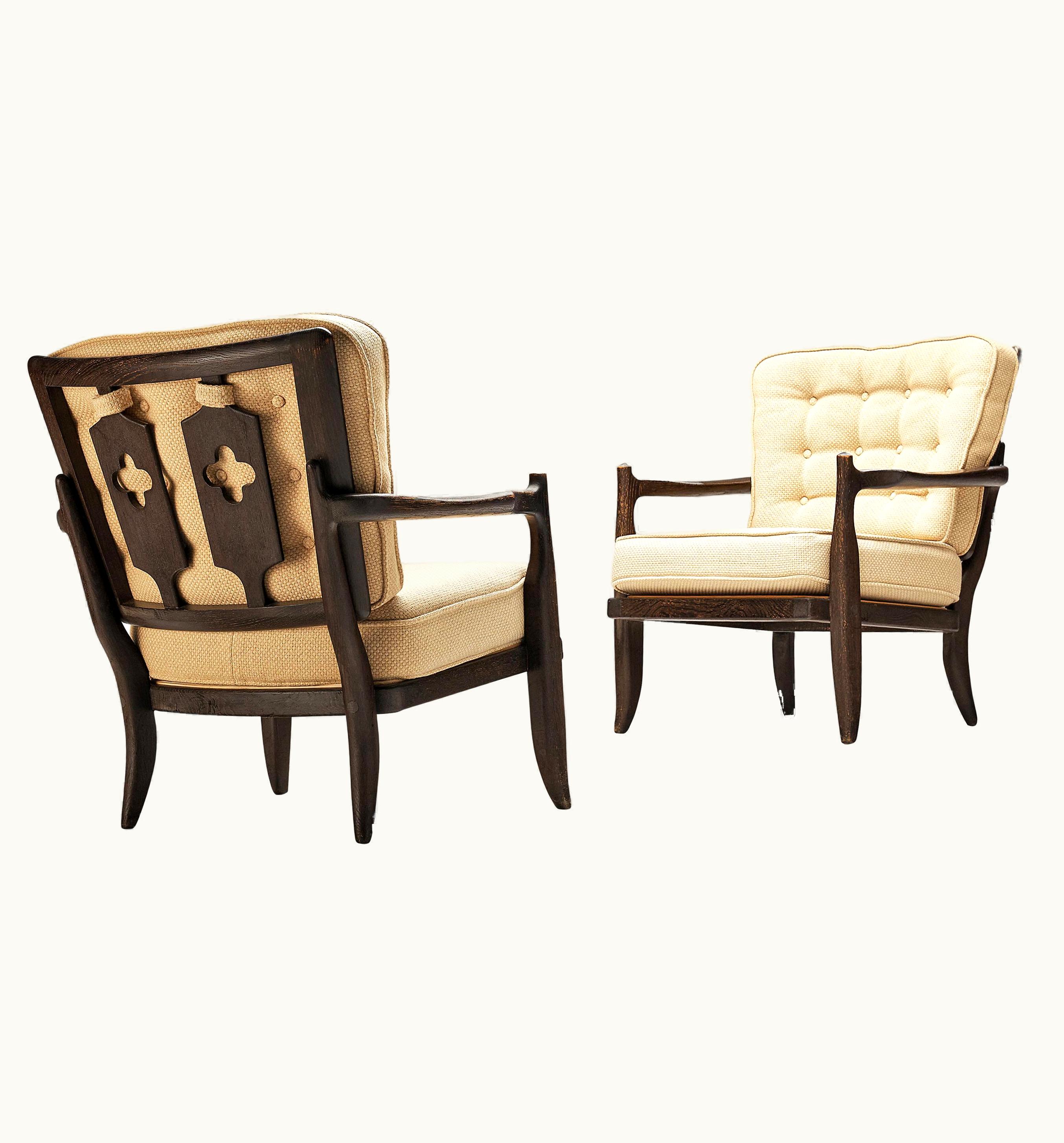 Guillerme et Chambron Guillerme & Chambron Pair Of Lounge Chairs Model 'Jose' In Oak