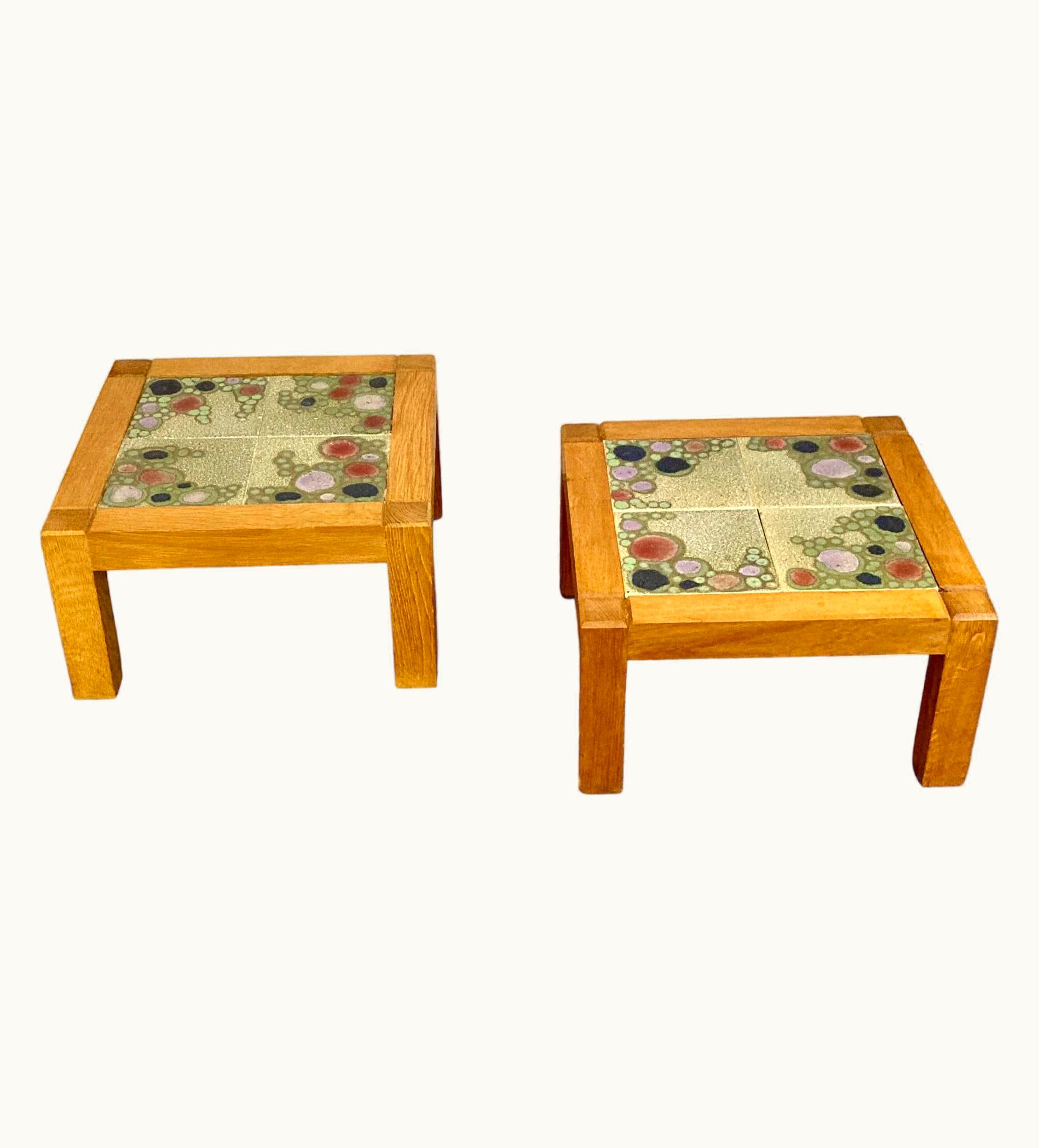 Guillerme et Chambron Guillerme et Chambron Pair Of Oak Side Tables By Guillerme Et Chambron