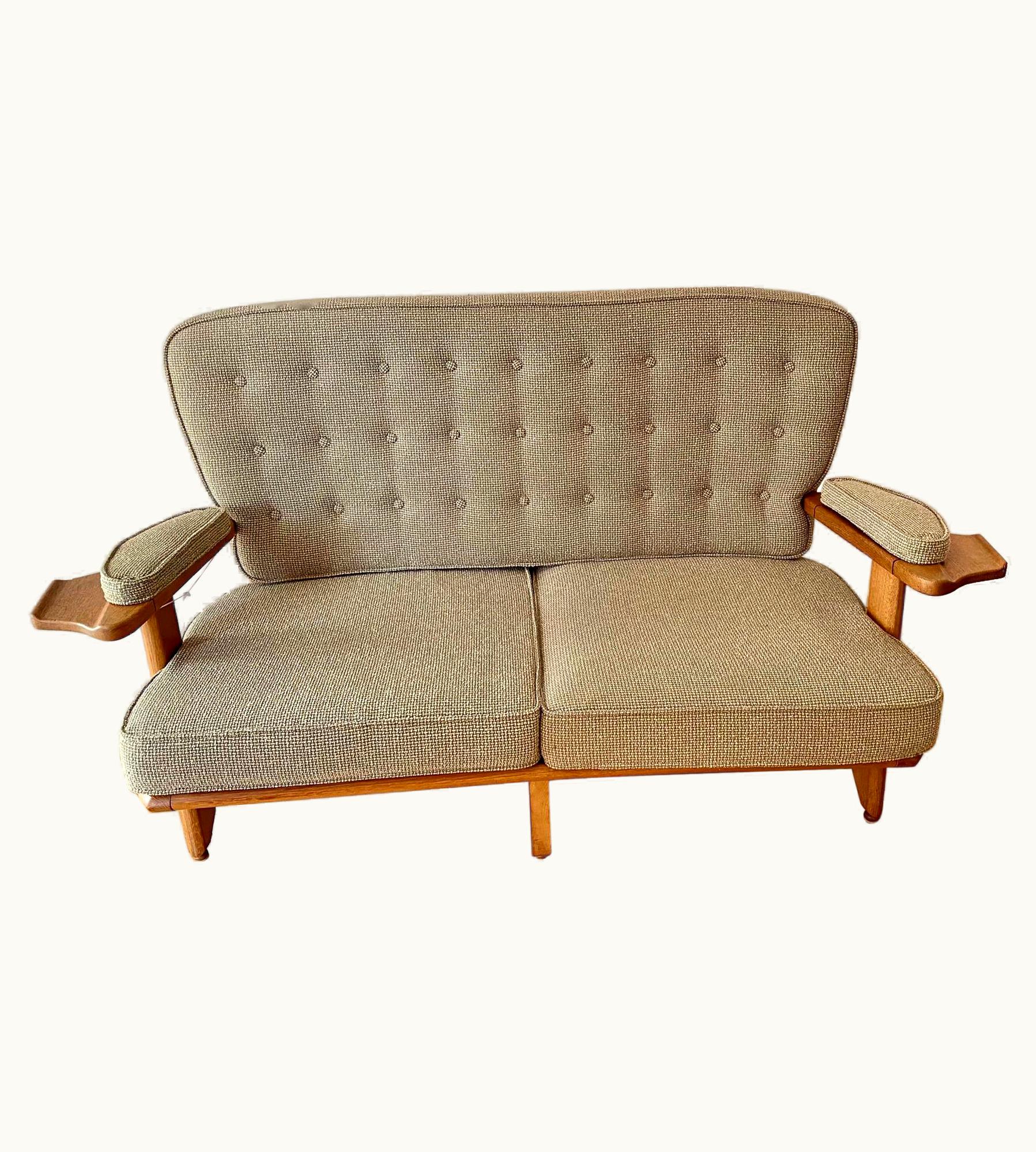 Guillerme et Chambron Guillerme et Chambron Oak Sofa By French Designers Guillerme Et Chambron, 1960s