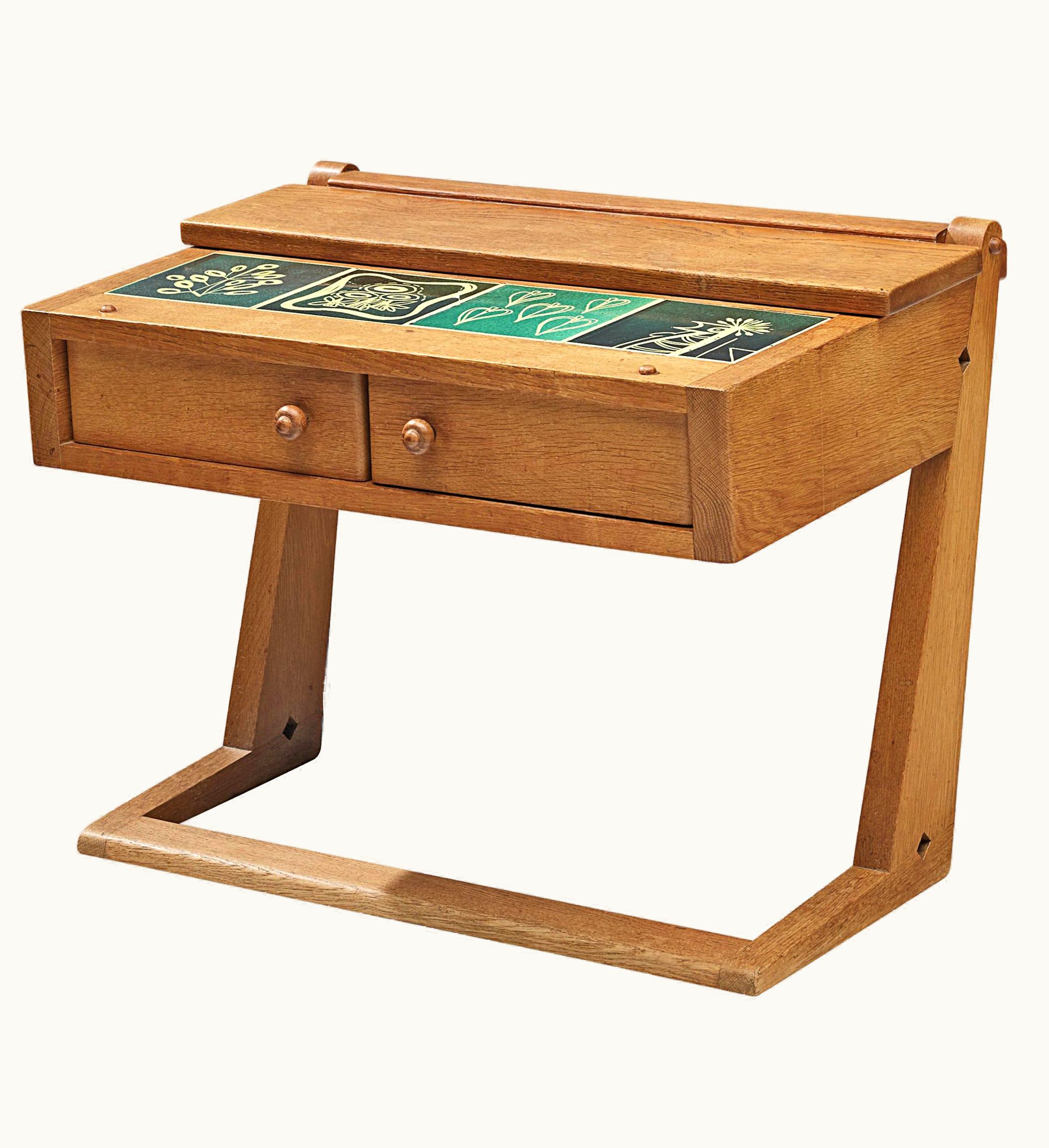 Guillerme et Chambron Guillerme et Chambron School Desk With Ceramic Tiles