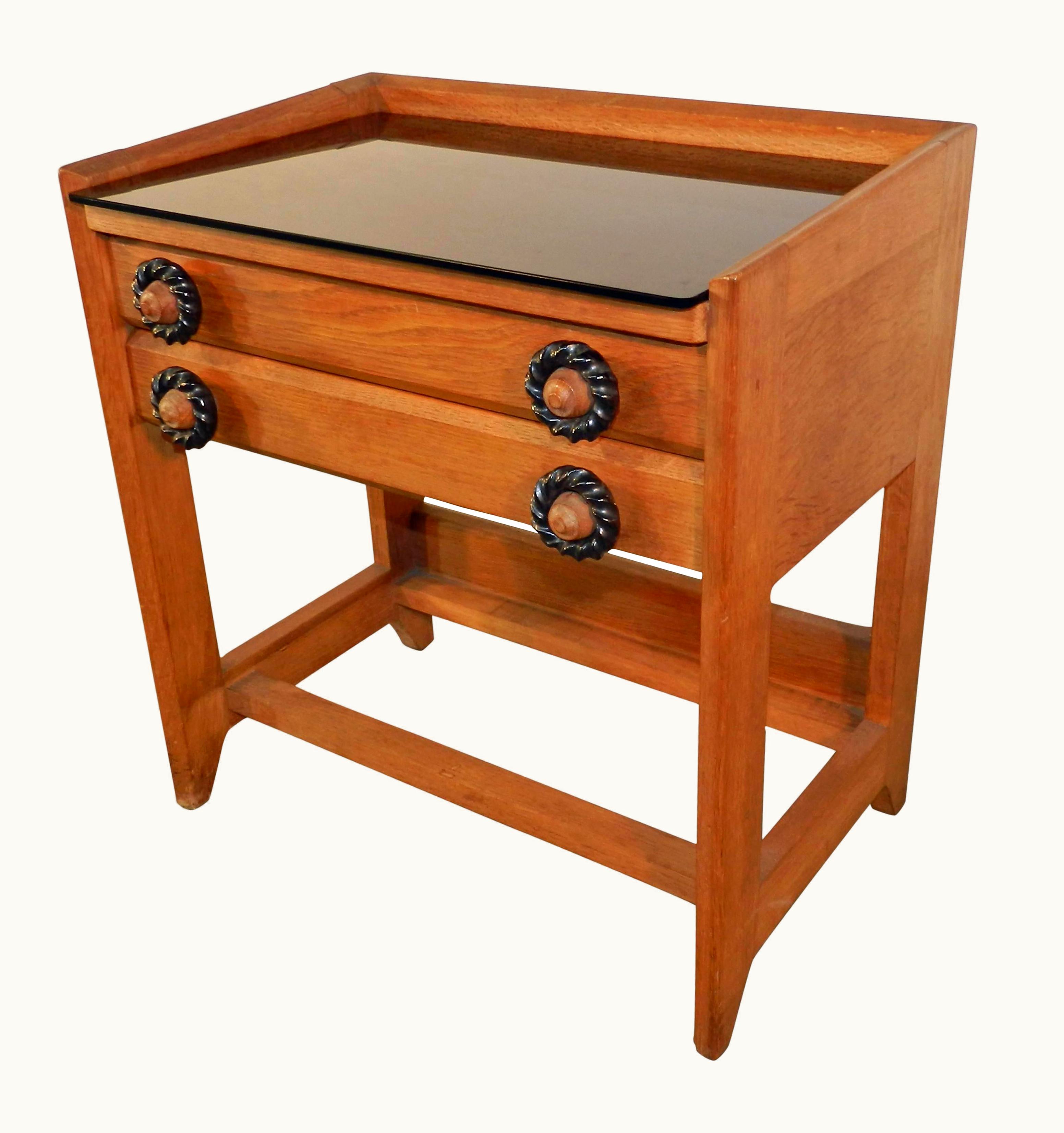 Guillerme et Chambron Guillerme et Chambron Oak And Opaline Side Table