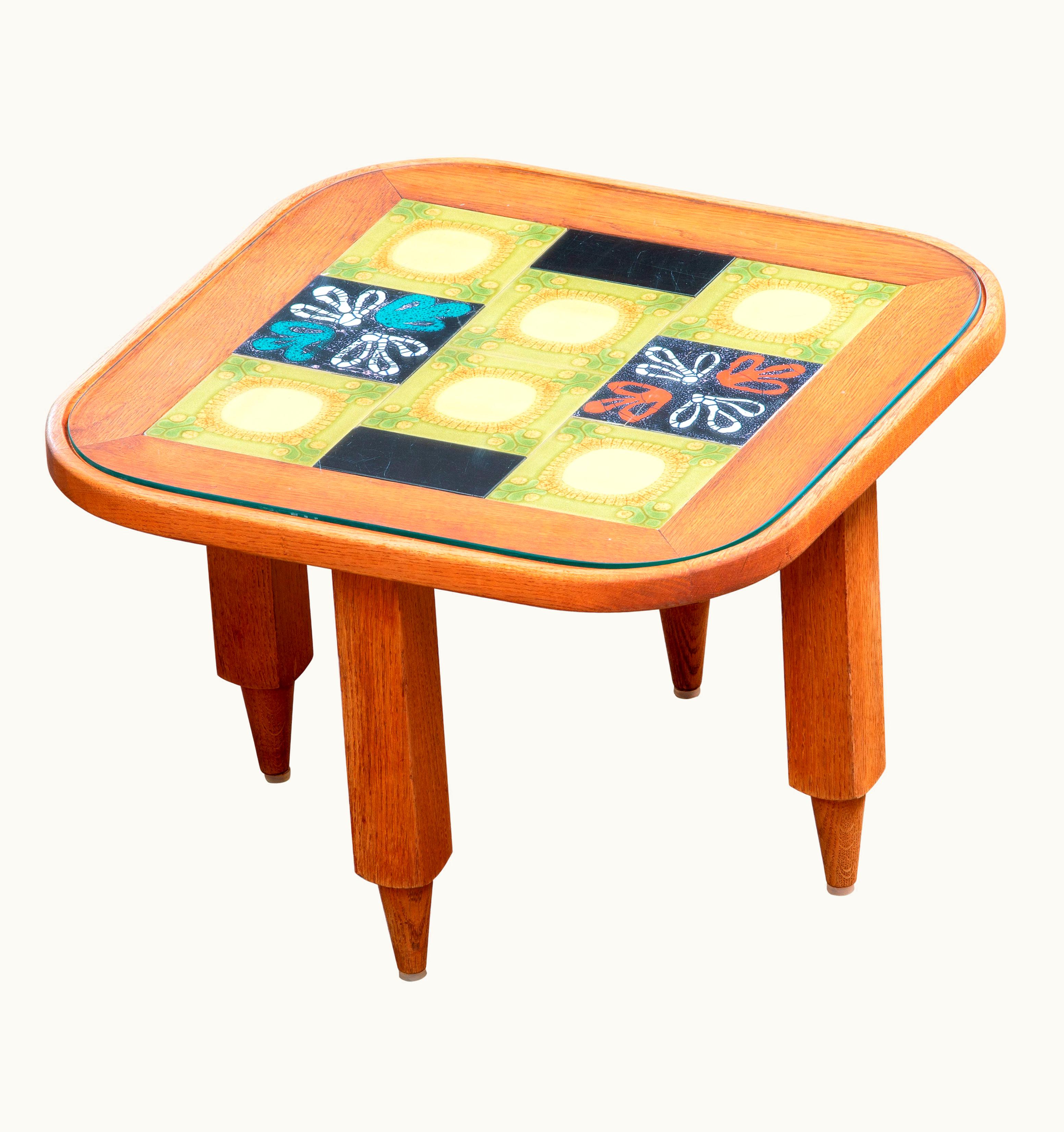 Guillerme et Chambron Guillerme et Chambron Coffee Table, In Oak And Ceramic By Guillerme Et Chambron, France, 1960