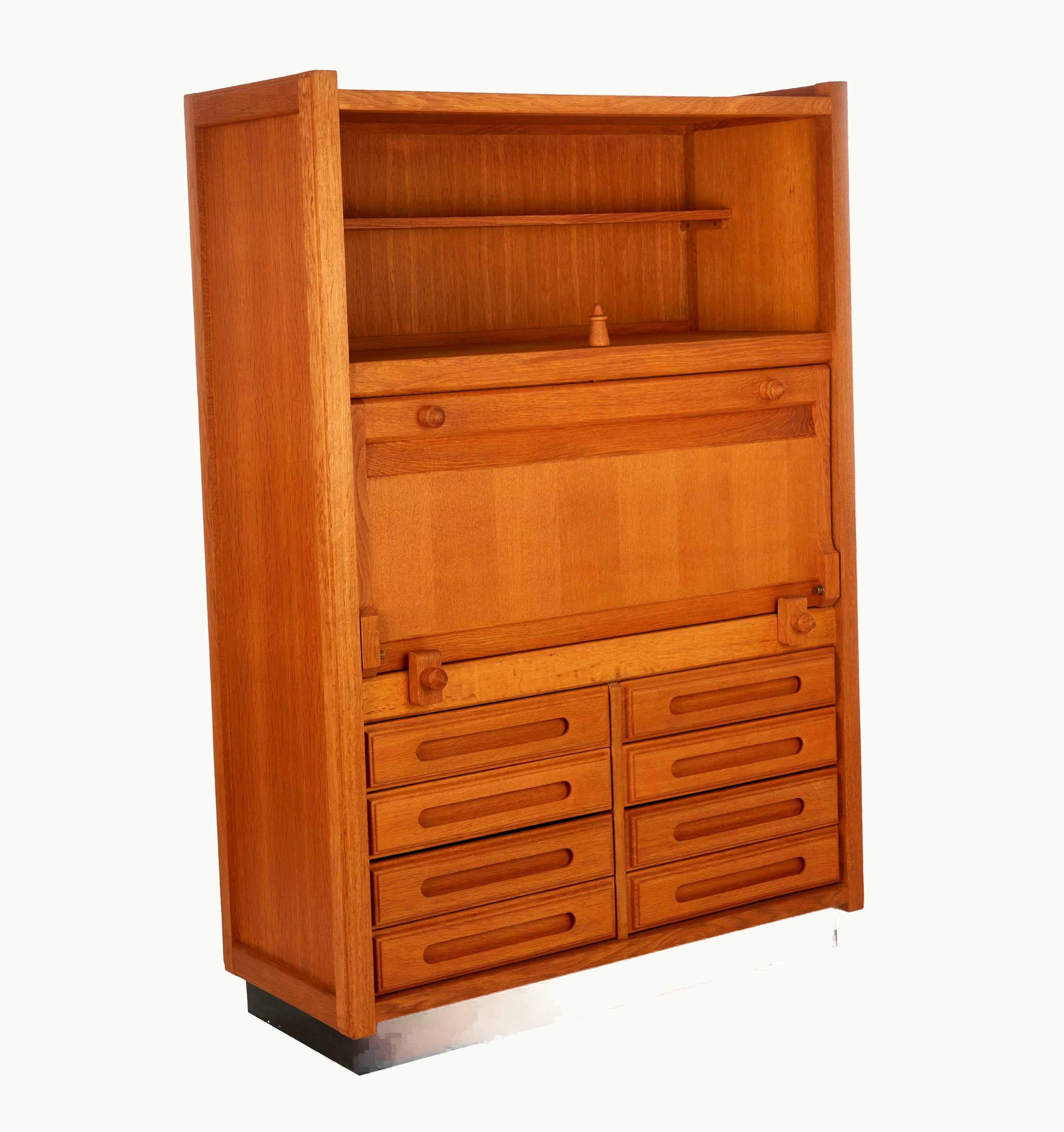 Guillerme et Chambron Guillerme et Chambron, Oak Drop Front Secretary, France, Mid-20th Century UZ0198753