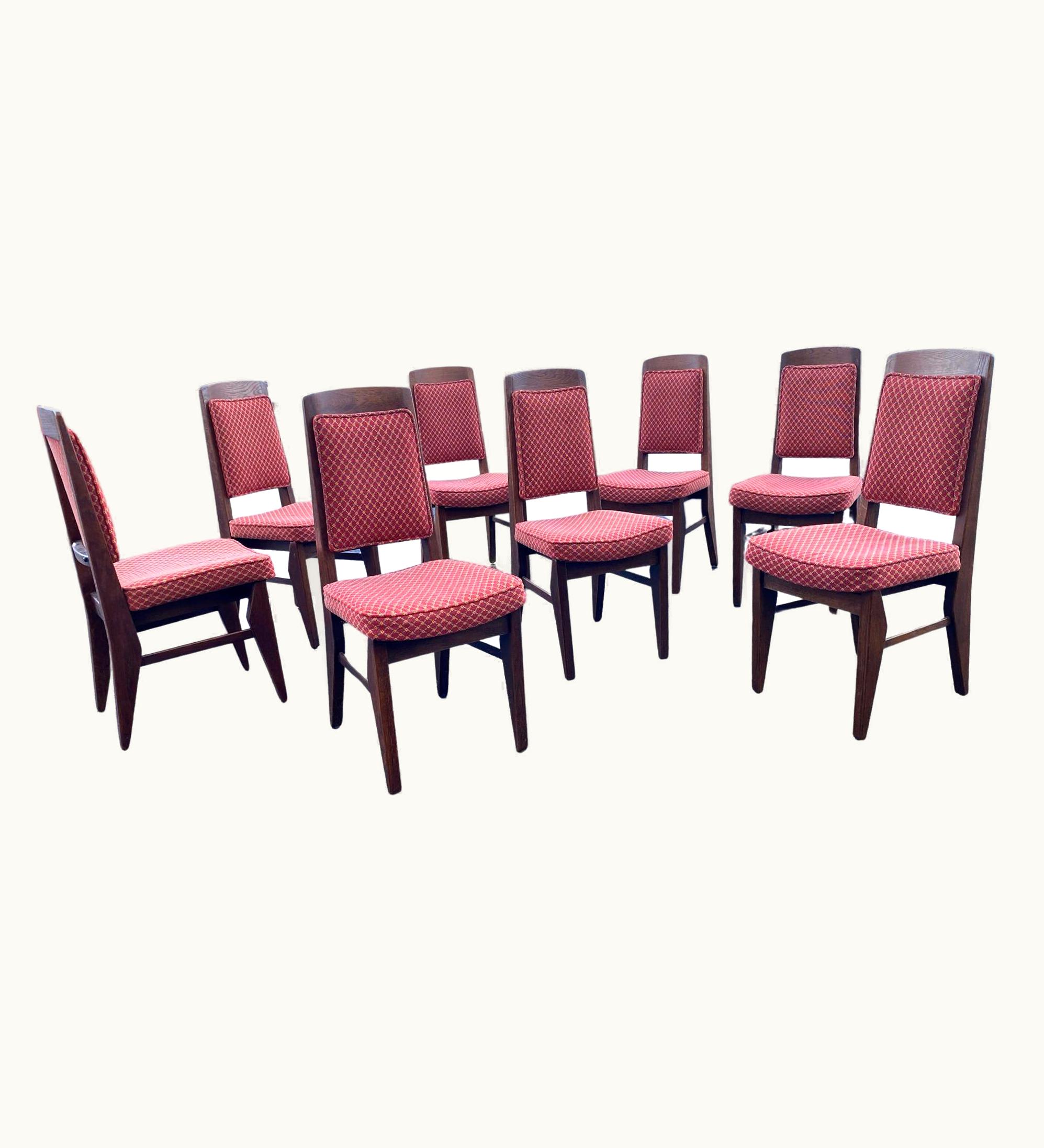Guillerme et Chambron Guillerme et Chambron, 8 Oak Chairs, Edition Votre Maison, Circa 1970