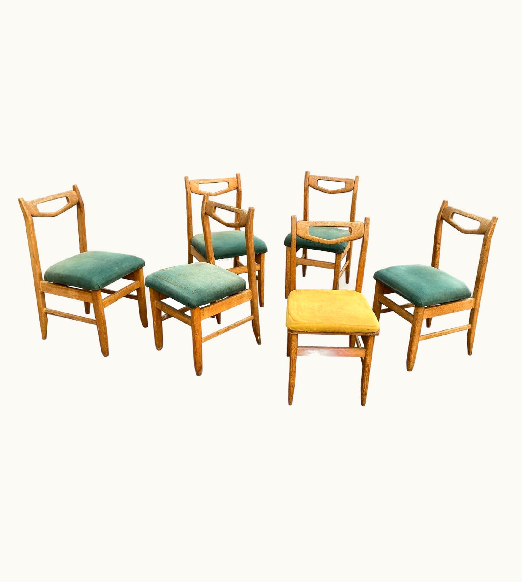 Guillerme et Chambron Guillerme et Chambron, Six Oak Chairs, Edition Votre Maison, Circa 1970 UZ0198768