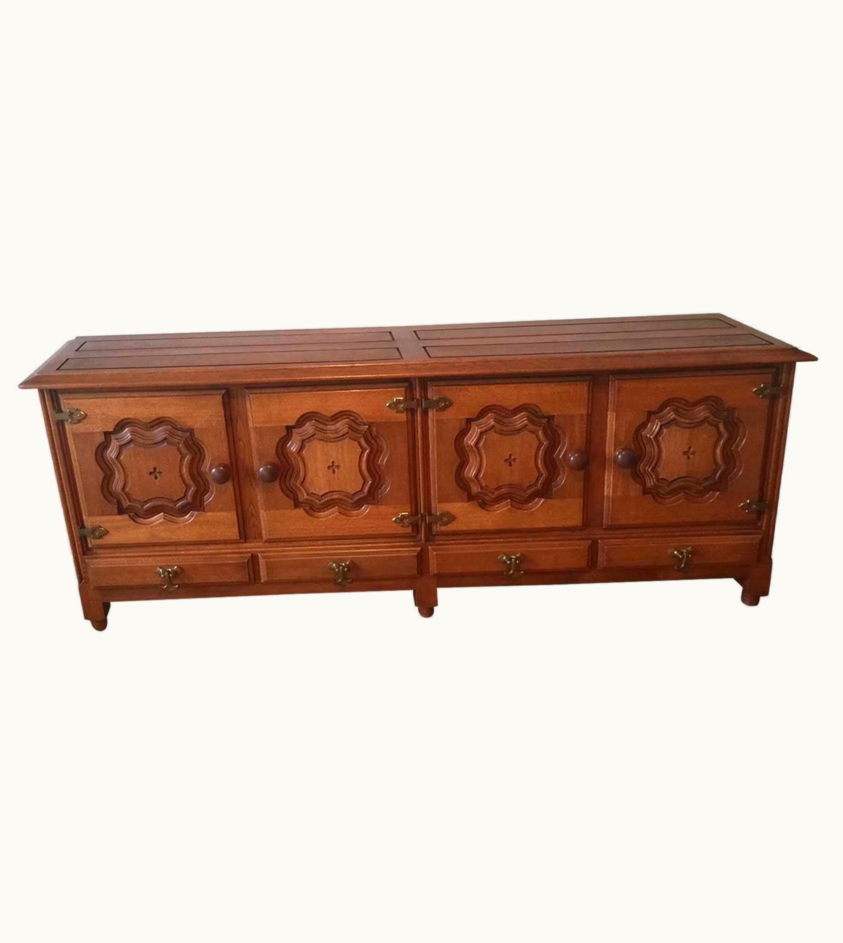 Guillerme et Chambron Guillerme et Chambron, Large Oak Sideboard, Edition Votre Maison, Circa 1970