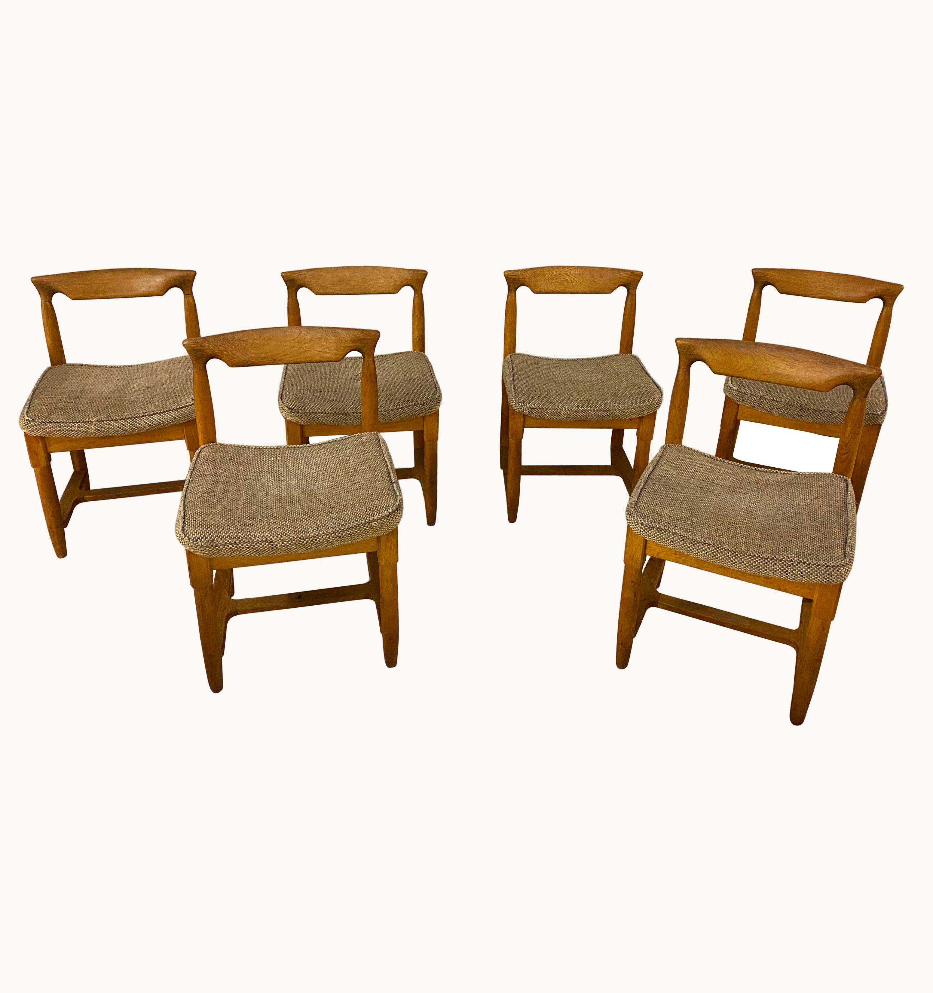Guillerme et Chambron Guillerme et Chambron, Six Oak Chairs, Edition Votre Maison, Circa 1970 UZ0198775