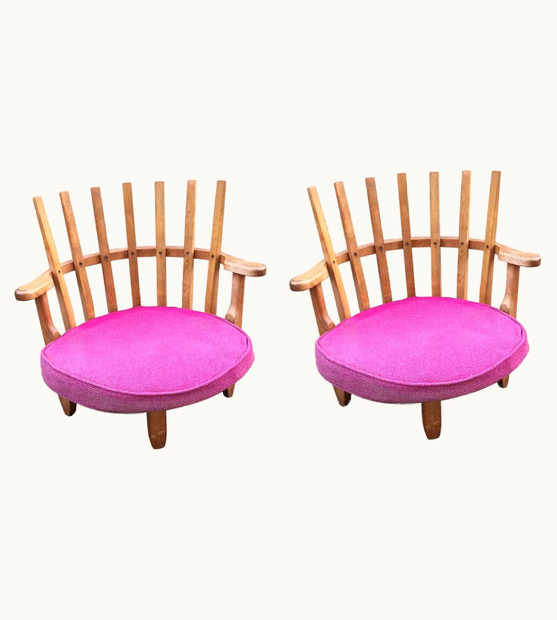 Guillerme et Chambron Guillerme et Chambron Pair Of Easy Chairs In Oak By Guillerme & Chambron Edition Votre Maison