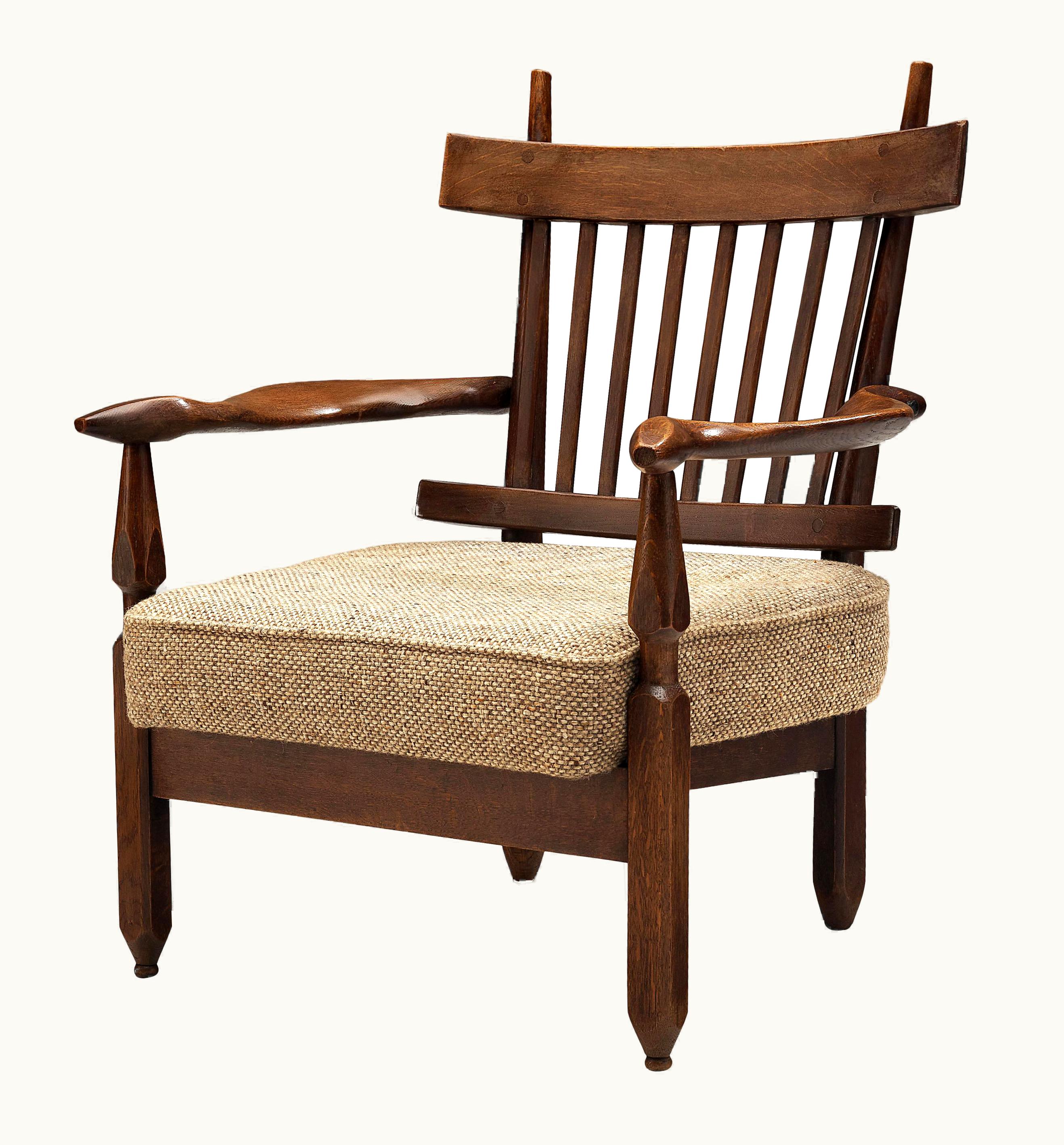 Guillerme et Chambron Guillerme et Chambron Lounge Chair 'Petronille' In Stained Oak