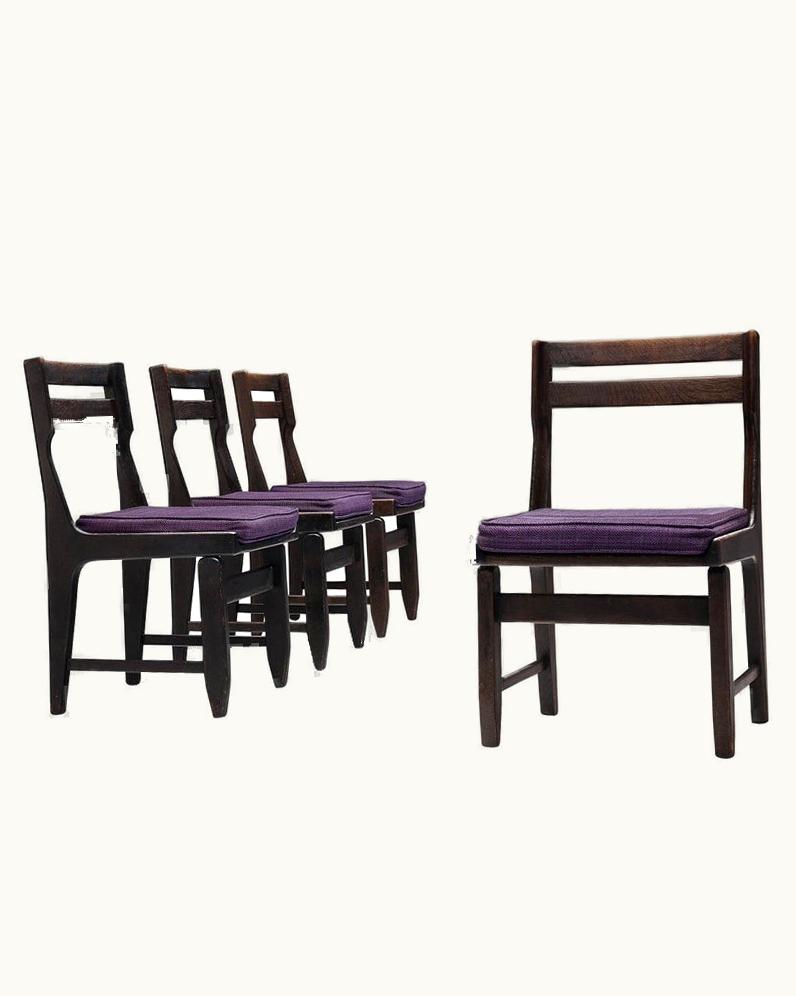 Guillerme et Chambron Guillerme et Chambron Set Of Four Dining Chairs In Darkened Oak