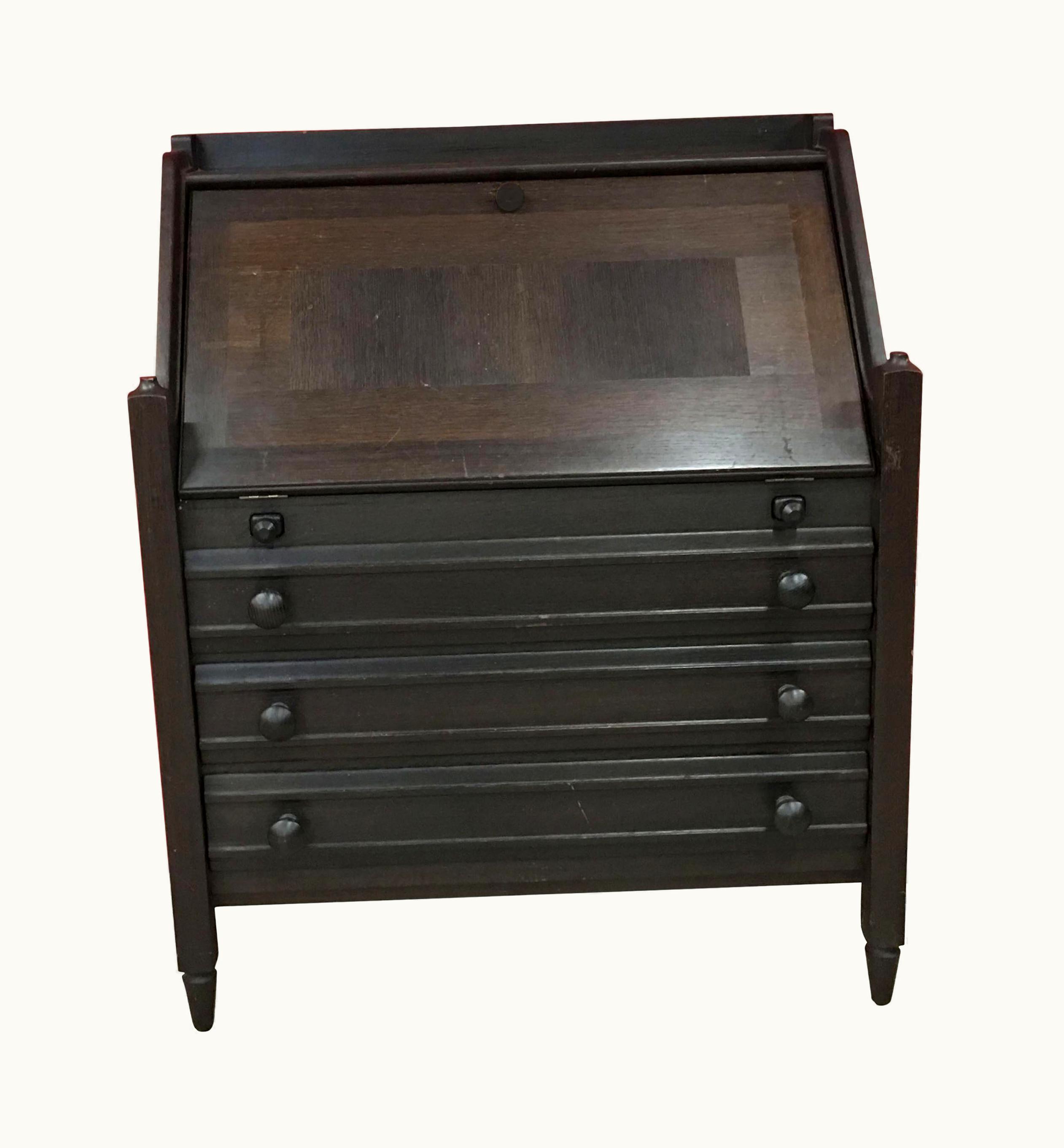 Guillerme et Chambron Guillerme et Chambron, Secretaire In Blackened Oak, Circa 1970
