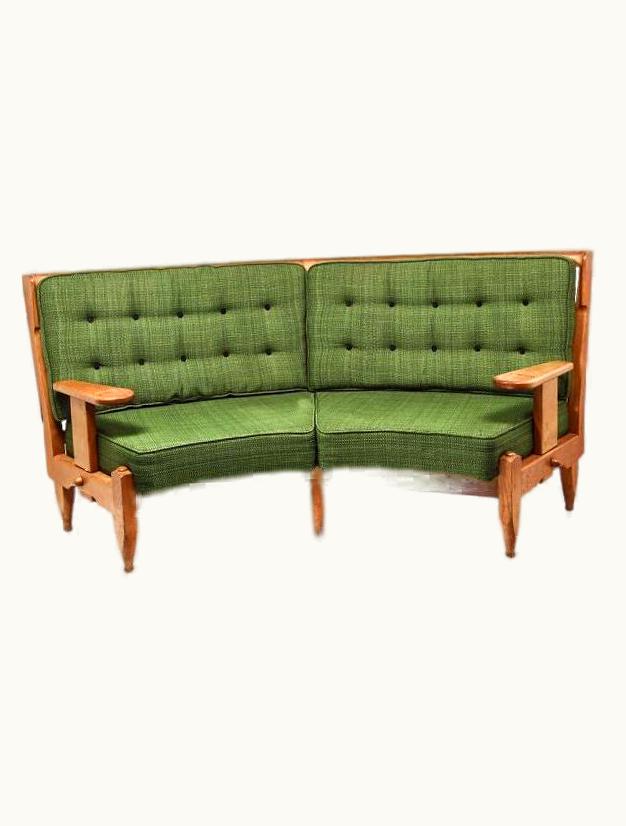Guillerme et Chambron Guillerme et Chambron Mid-Century Design Green Guillerme And Chambron Sofa In Oak