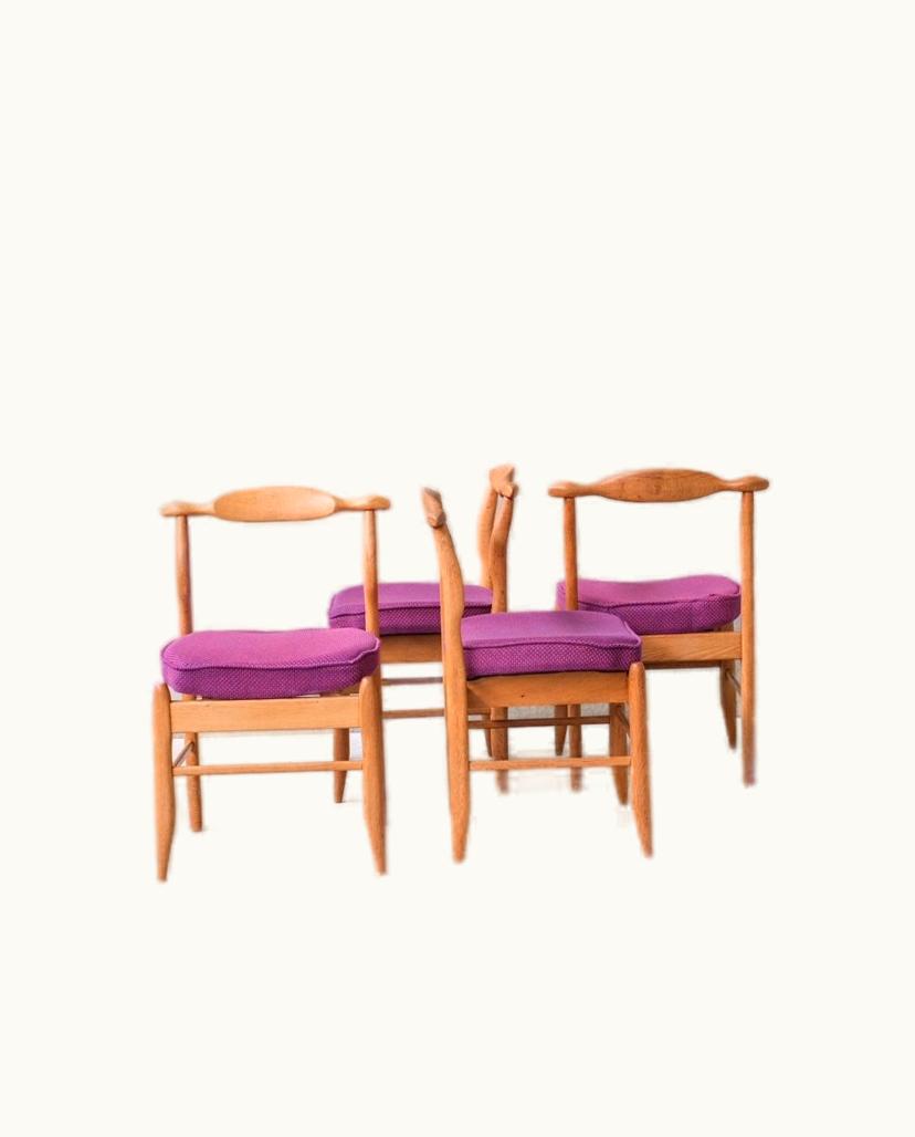 Guillerme et Chambron Set Of Four Oak Fumay Dining Chairs By Guillerme Et Chambron, France, 1960s