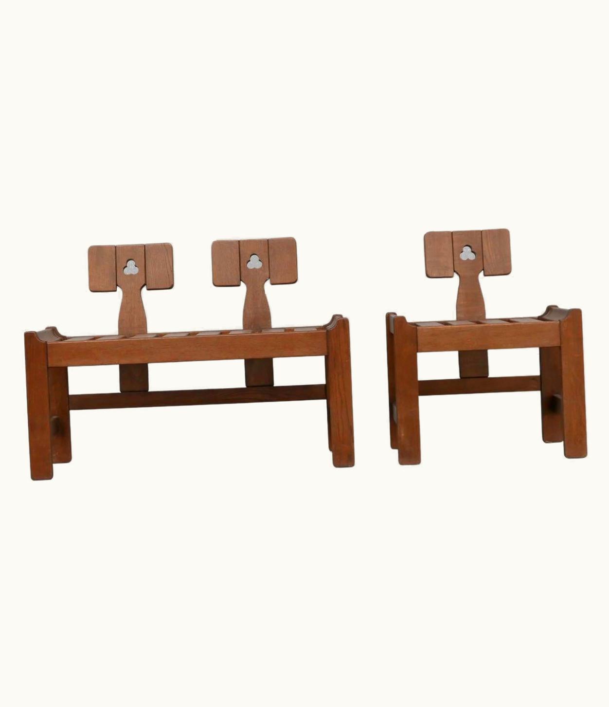 Guillerme et Chambron Oak Mid-Century French Guillerme Et Chambron Lounge Chairs