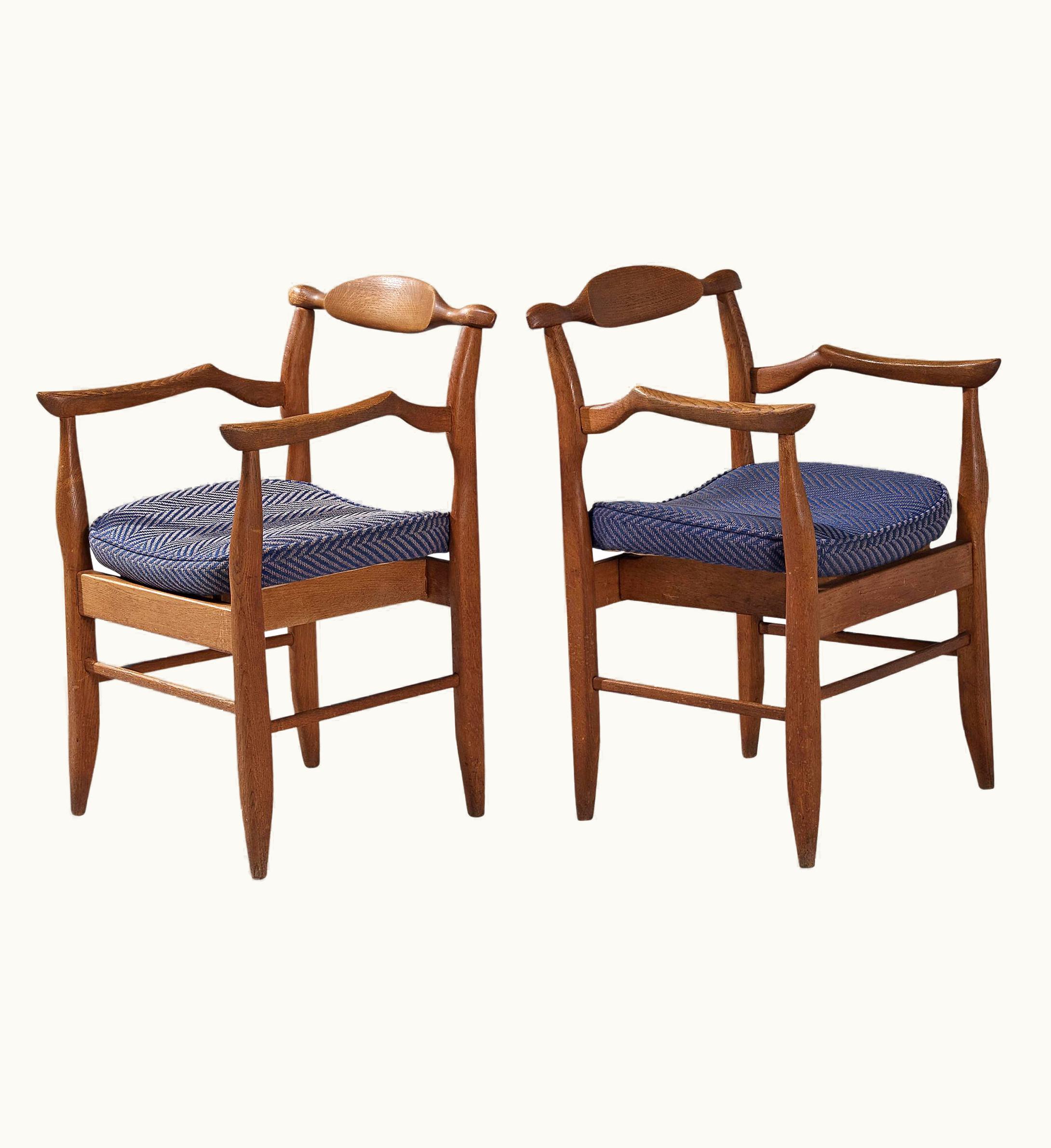 Guillerme et Chambron Guillerme et Chambron Pair Of 'Fumay' Armchairs In Oak