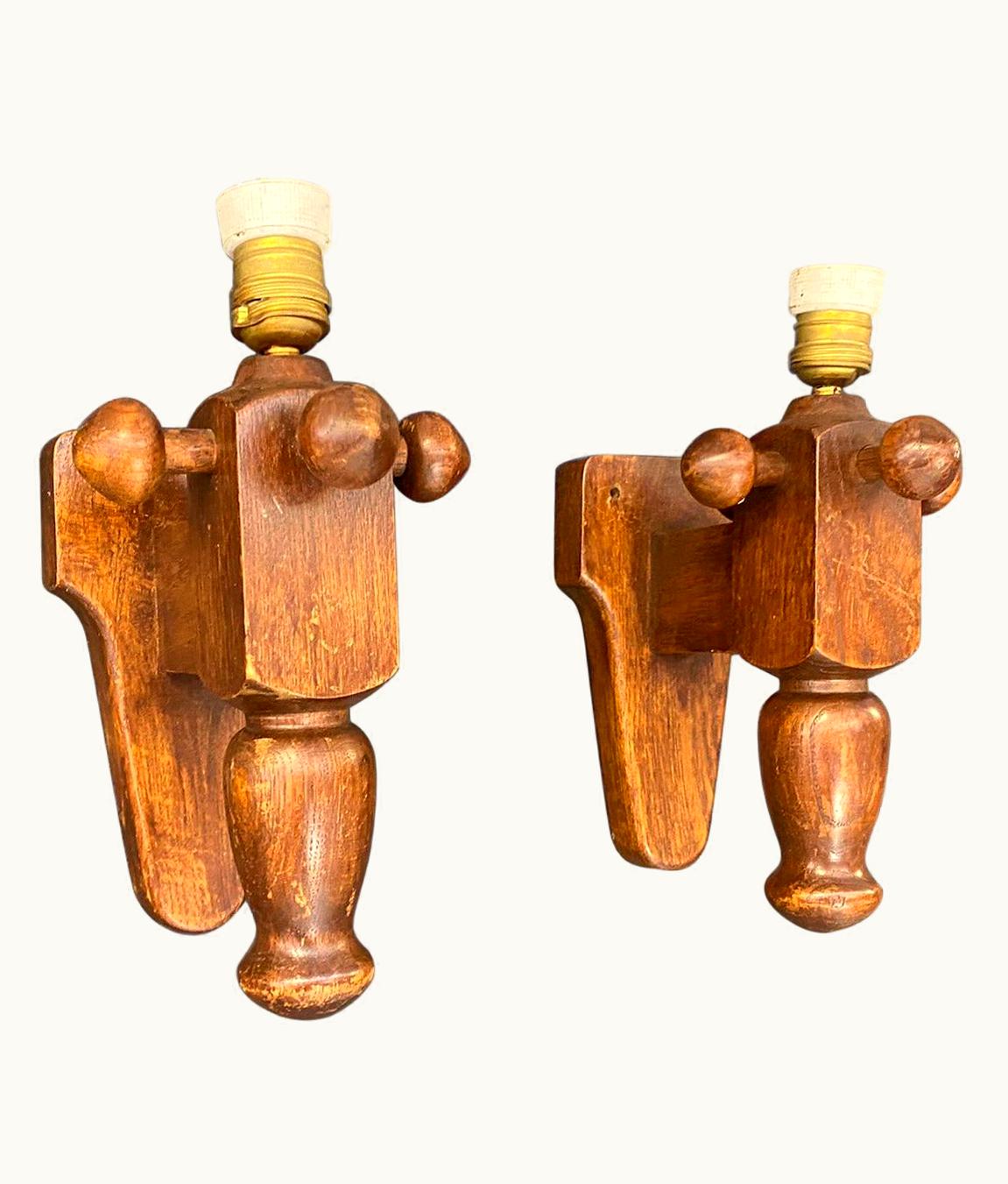 Guillerme et Chambron Guillerme et Chambron 3 Wall Sconces En Chene, Edition Votre Maison, Circa 1970