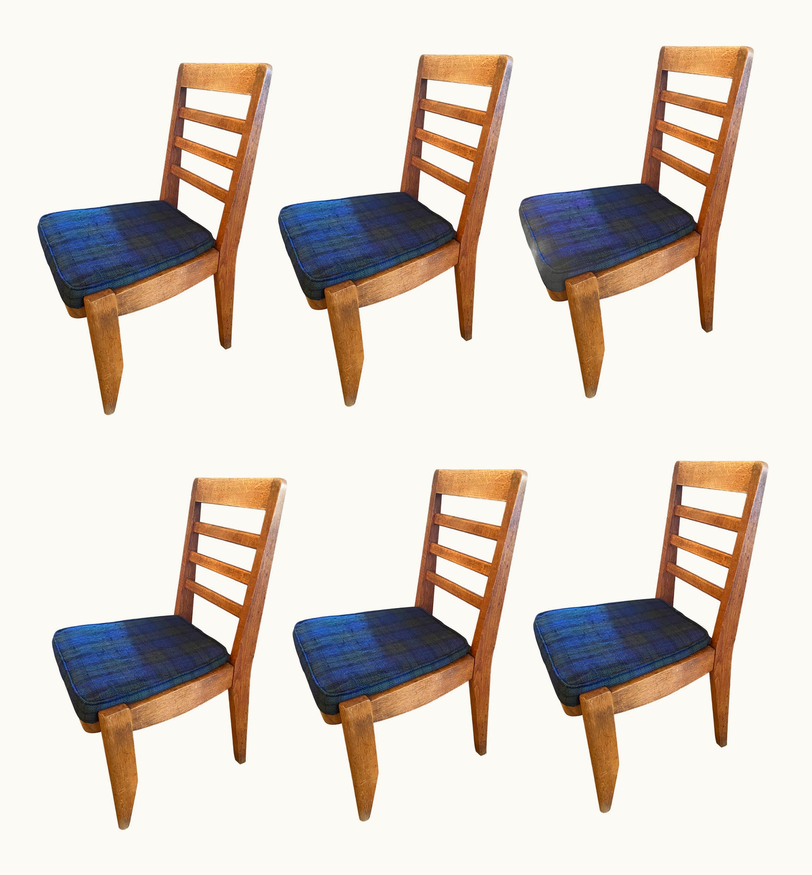 Guillerme et Chambron Set Of 6 Oak Chairs By Guillerme & Chambron, France, 1950's
