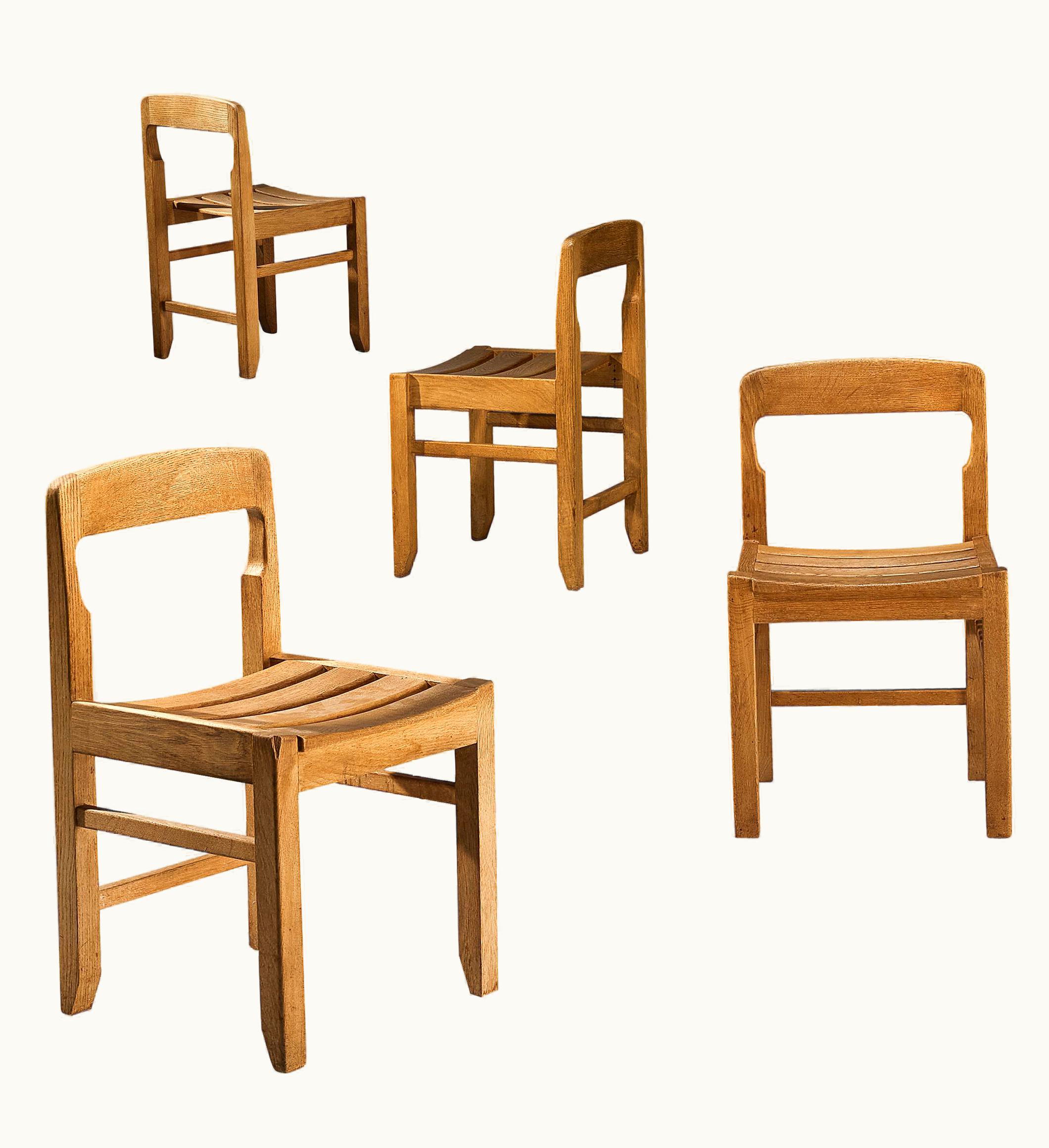 Guillerme et Chambron Set Of Four Dining Chairs In Solid Oak