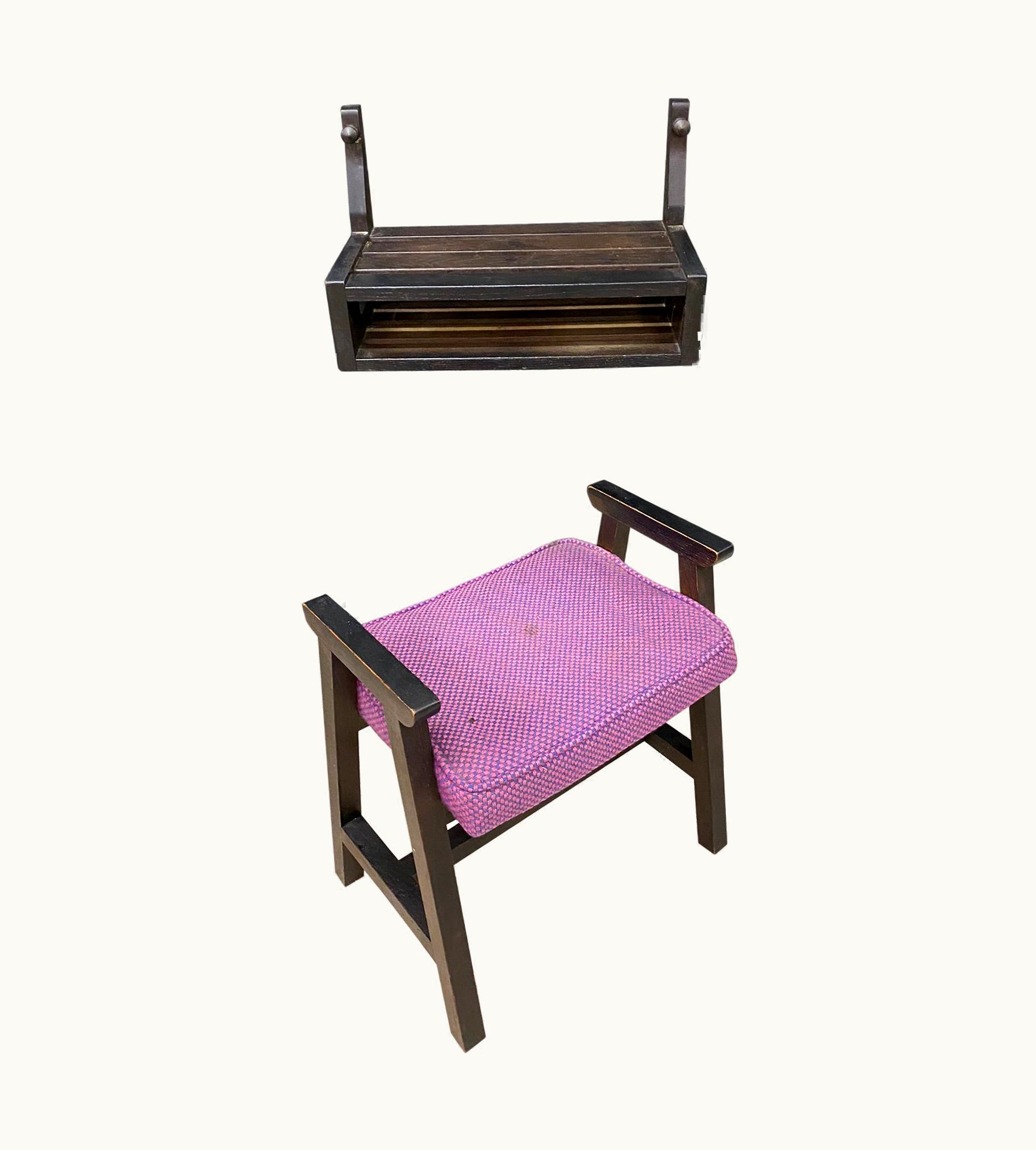 Guillerme et Chambron Guillerme et Chambron, Oak Shelf And Stool, Edition Votre Maison, Circa 1970