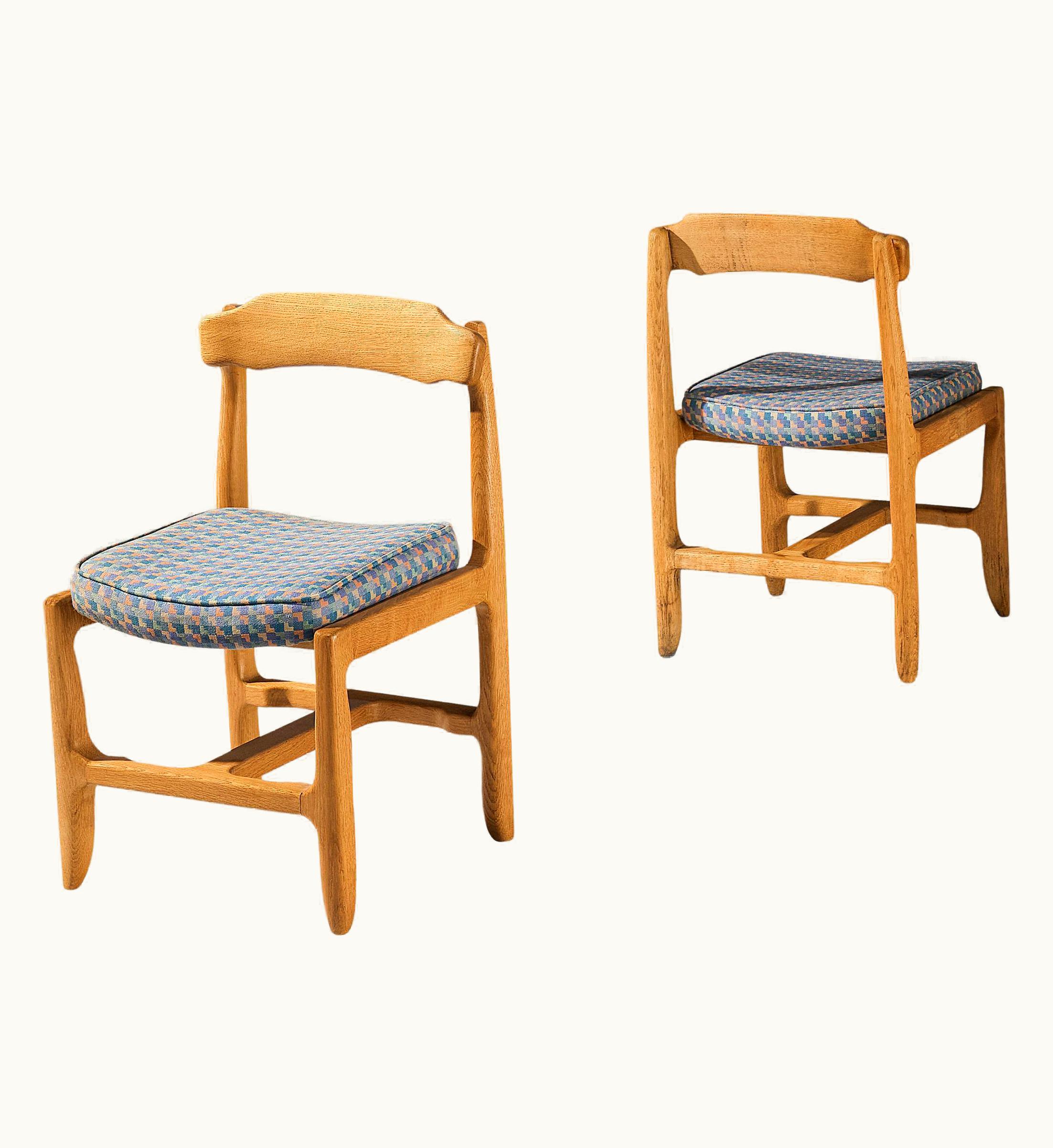 Guillerme et Chambron Guillerme et Chambron Pair Of Dining Chairs In Solid Oak