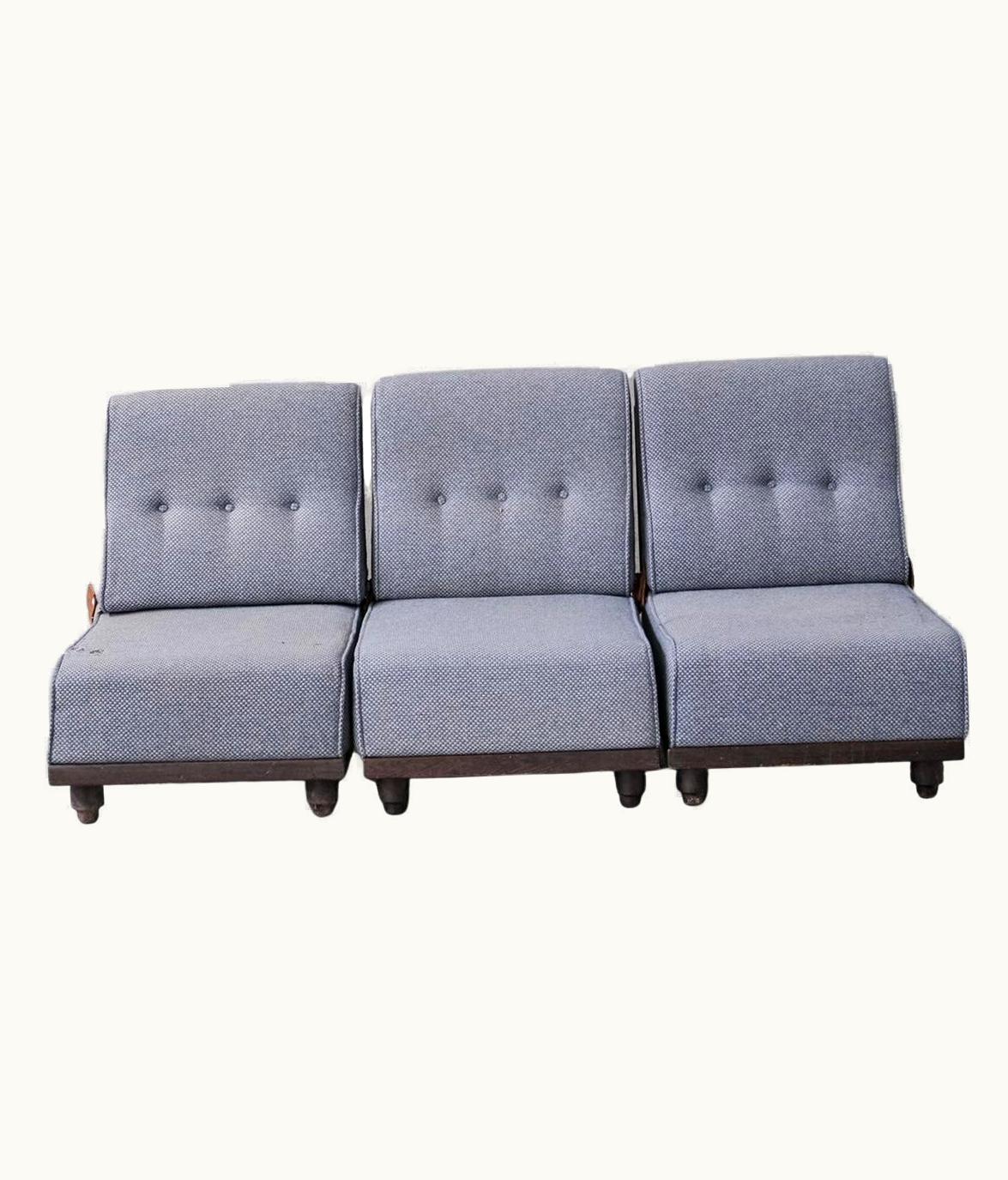 Guillerme et Chambron Guillerme et Chambron Oak Midcentury Modular Sofa
