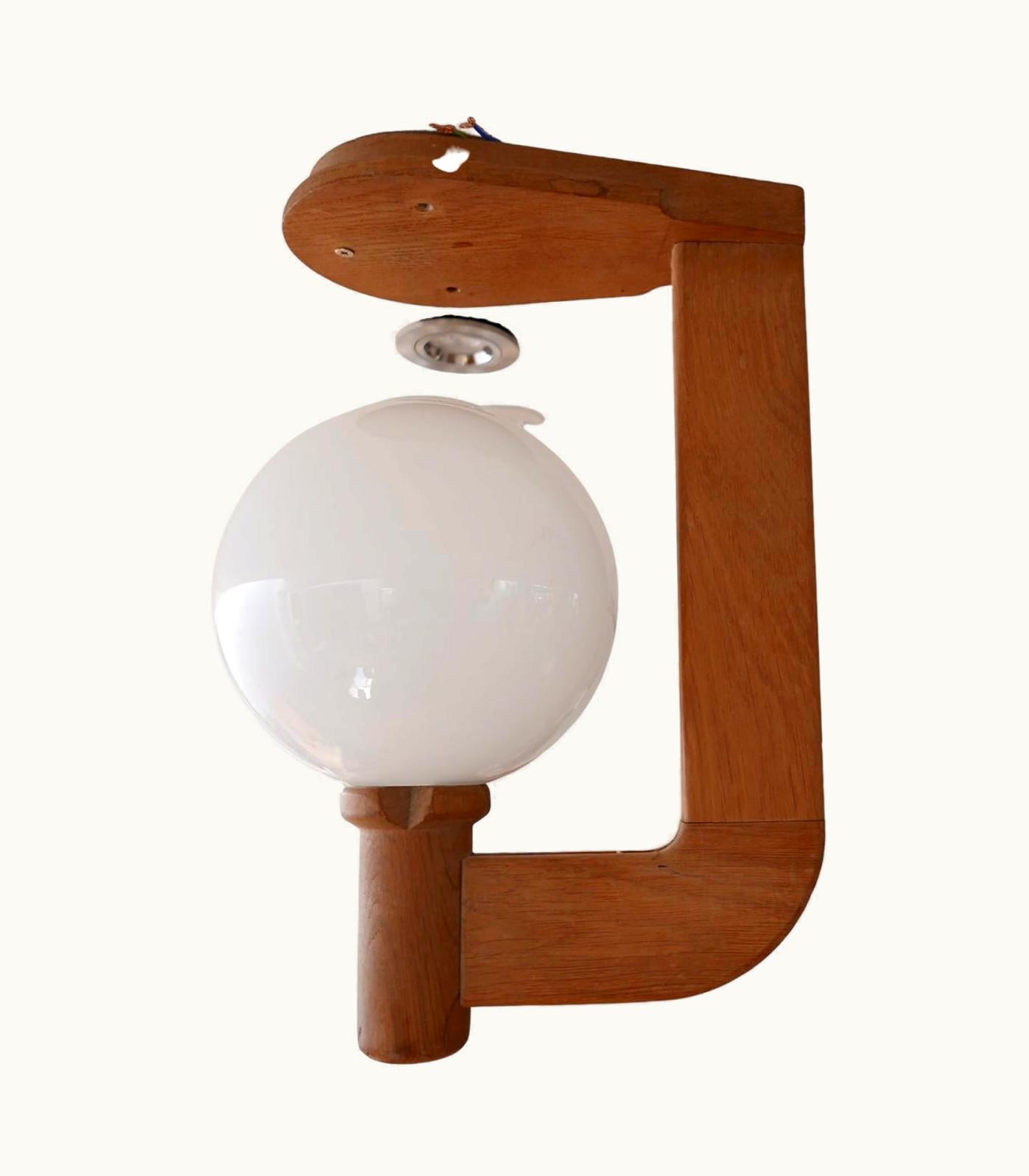 Guillerme et Chambron Mid-Century Guillerme Et Chambron French Oak Ceiling/Pendant Light '2'
