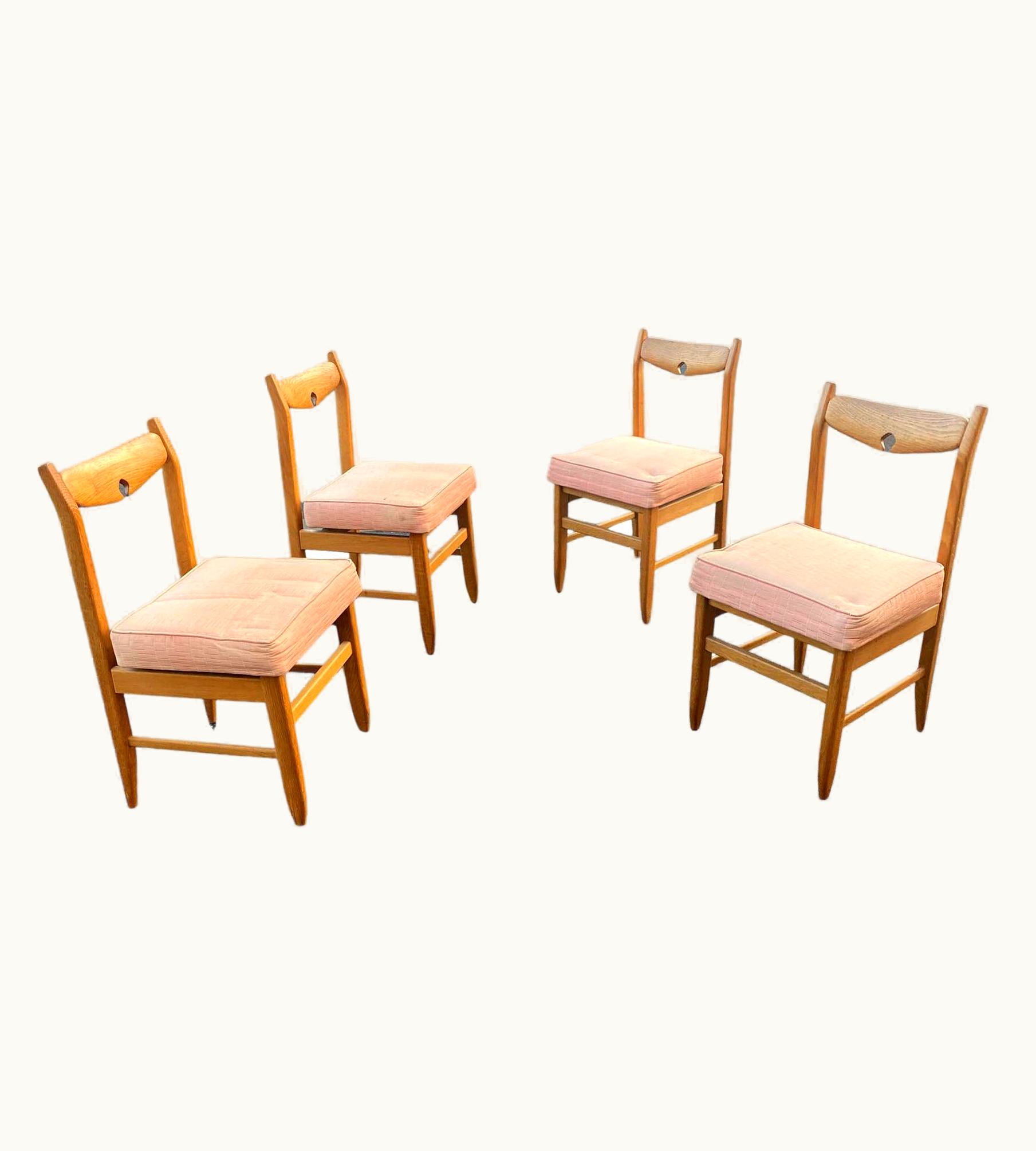Guillerme et Chambron Guillerme et Chambron, Set Of Four Oak Chairs, Edition Votre Maison, Circa 1970