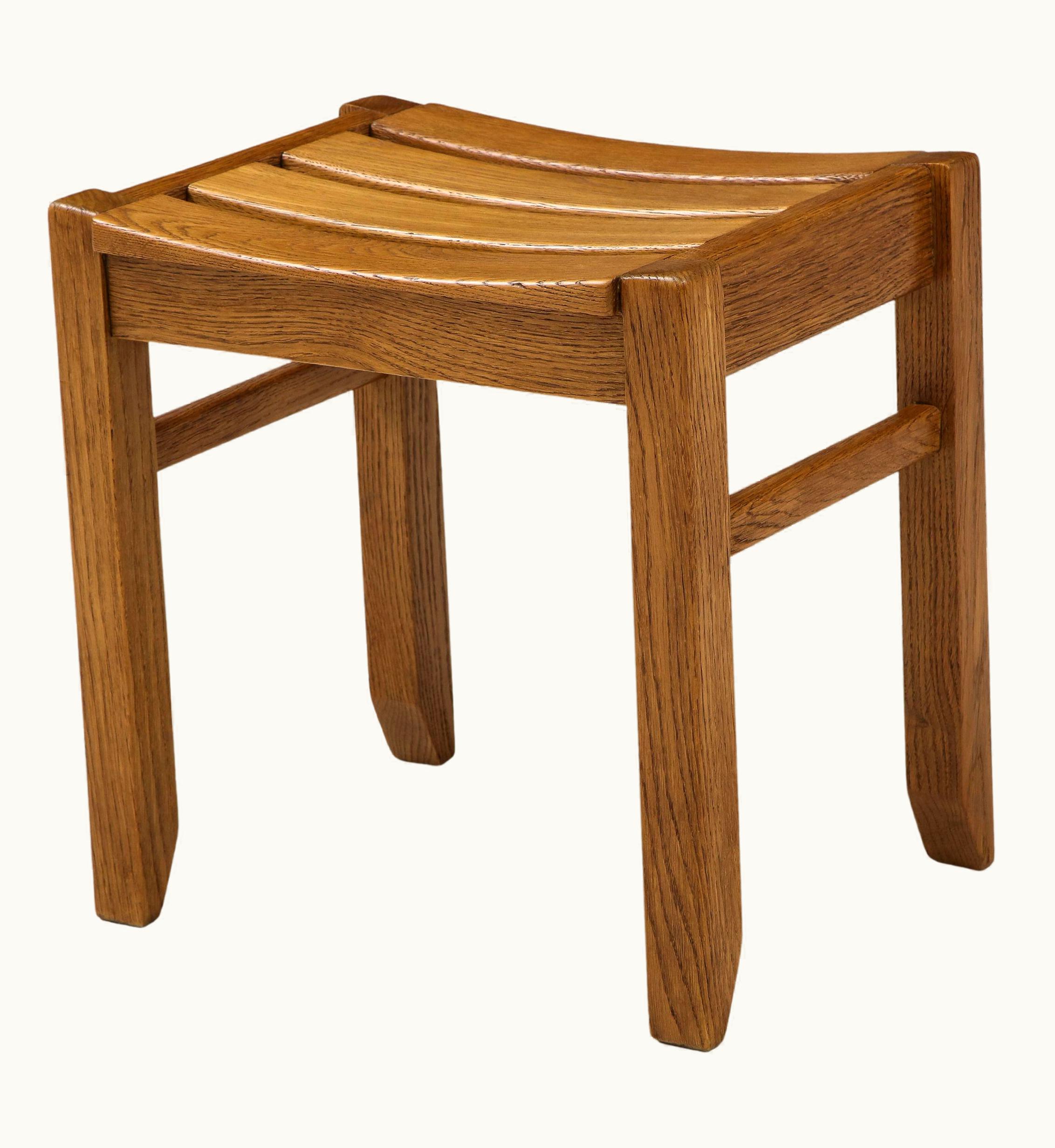 Guillerme et Chambron Guillerme et Chambron Sculptural Oak Stool, France, 1950s