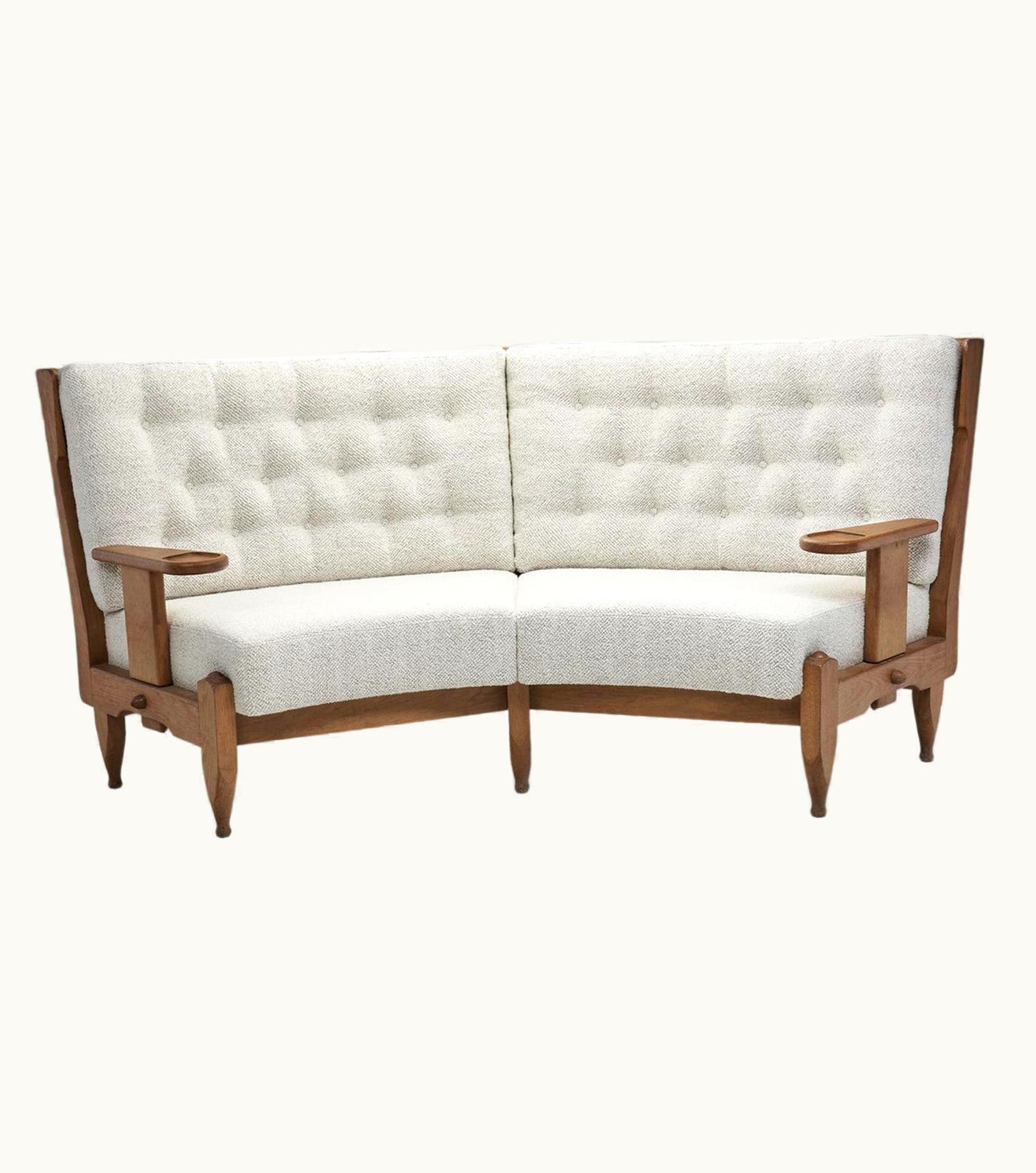 Guillerme et Chambron Guillerme et Chambron Robert Guillerme And Jacques Chambron Oak Angular Sofa, France 1960s