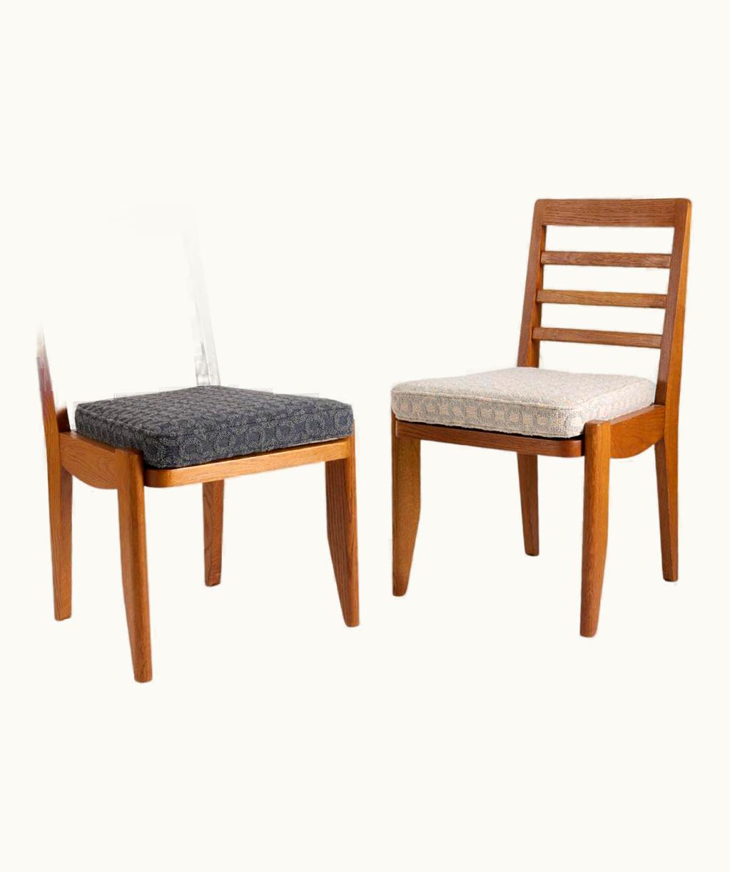 Guillerme et Chambron Guillerme et Chambron, Set Of Six Oak Dining Chairs, France, C. 1950