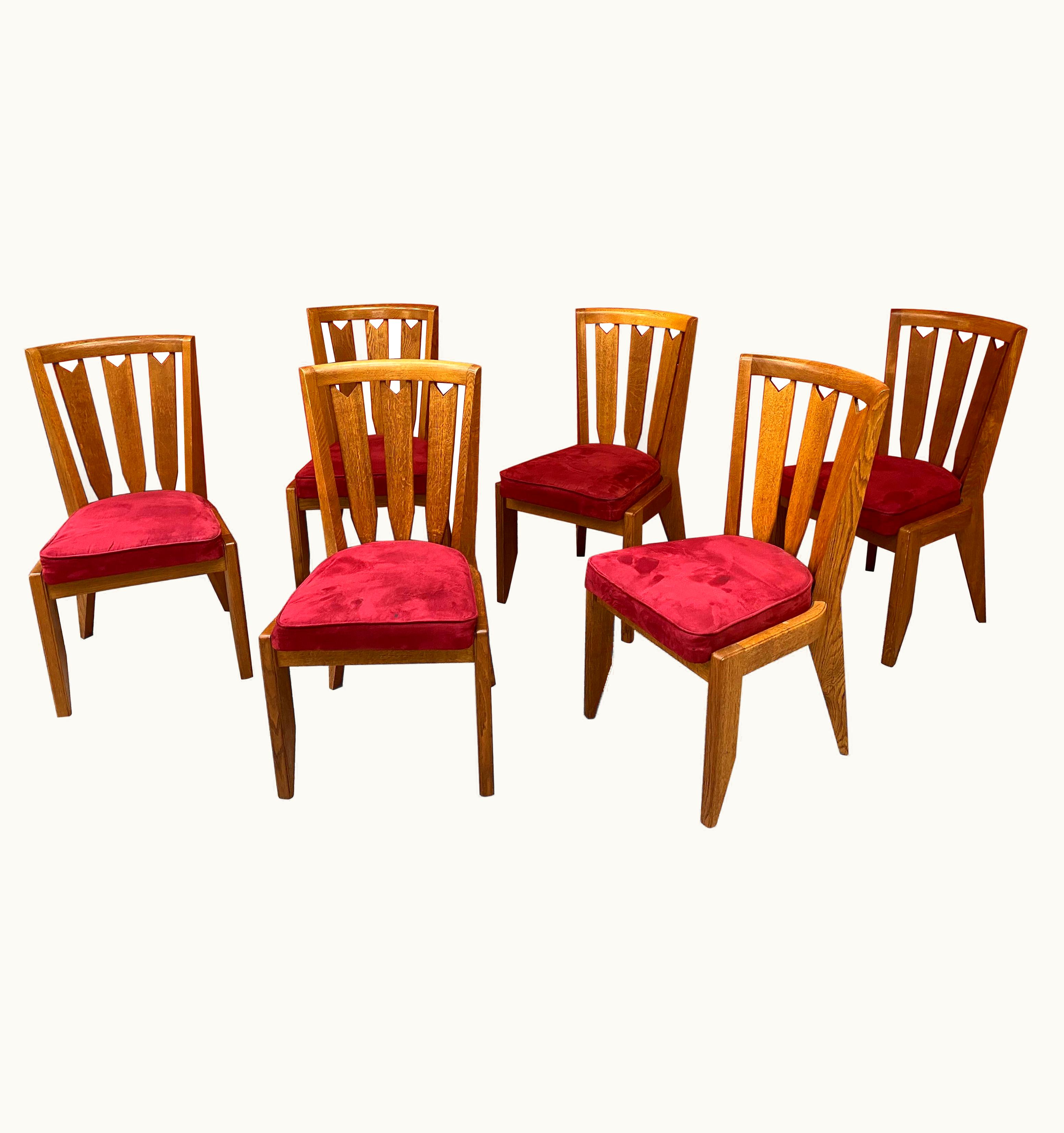 Guillerme et Chambron Guillerme et Chambron, Six Oak Chairs, Edition Votre Maison, Circa 1950-1960 UZ0199048