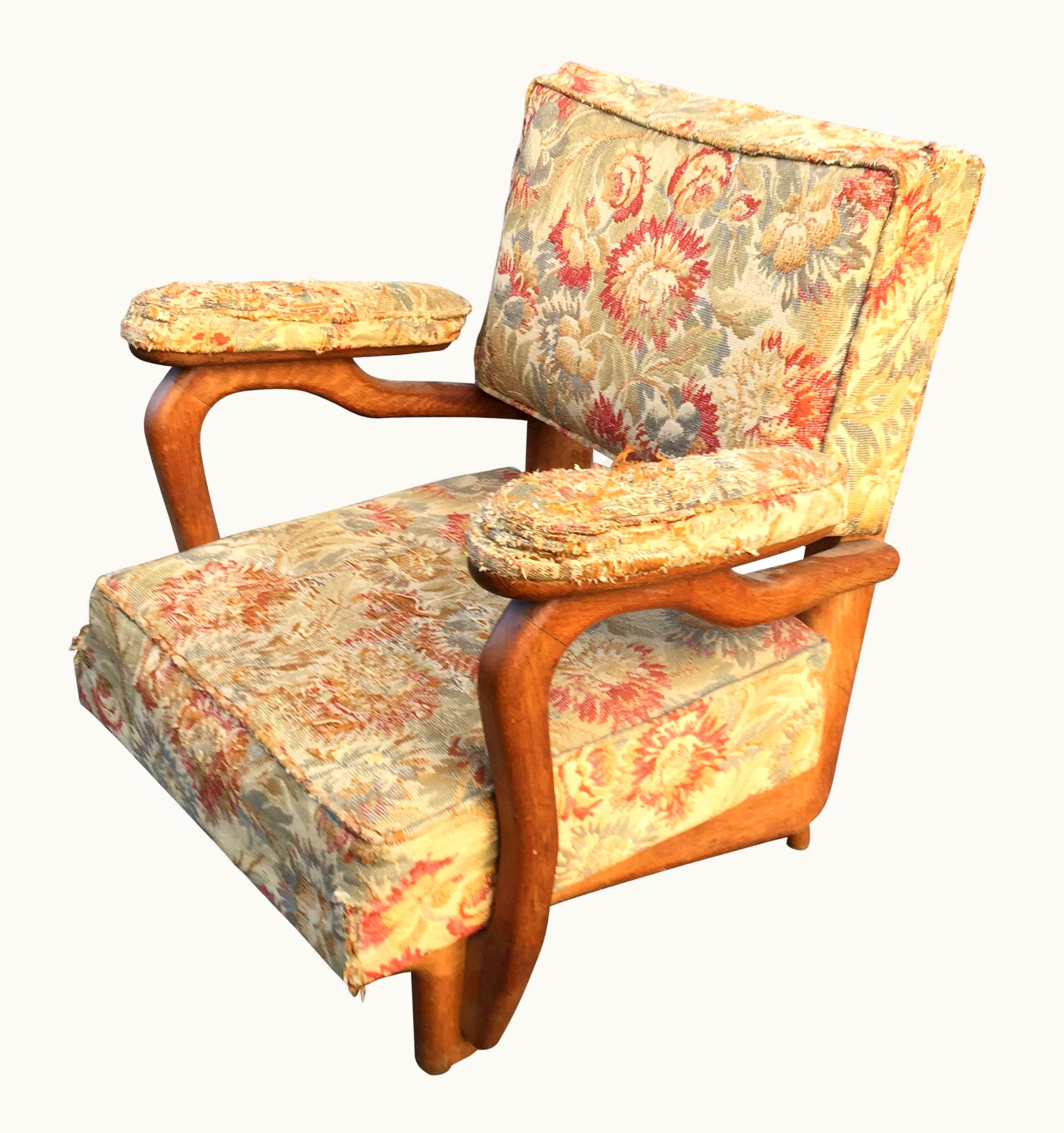 Guillerme et Chambron Guillerme et Chambron, Oak Armchair Edition Votre Maison, Circa 1970