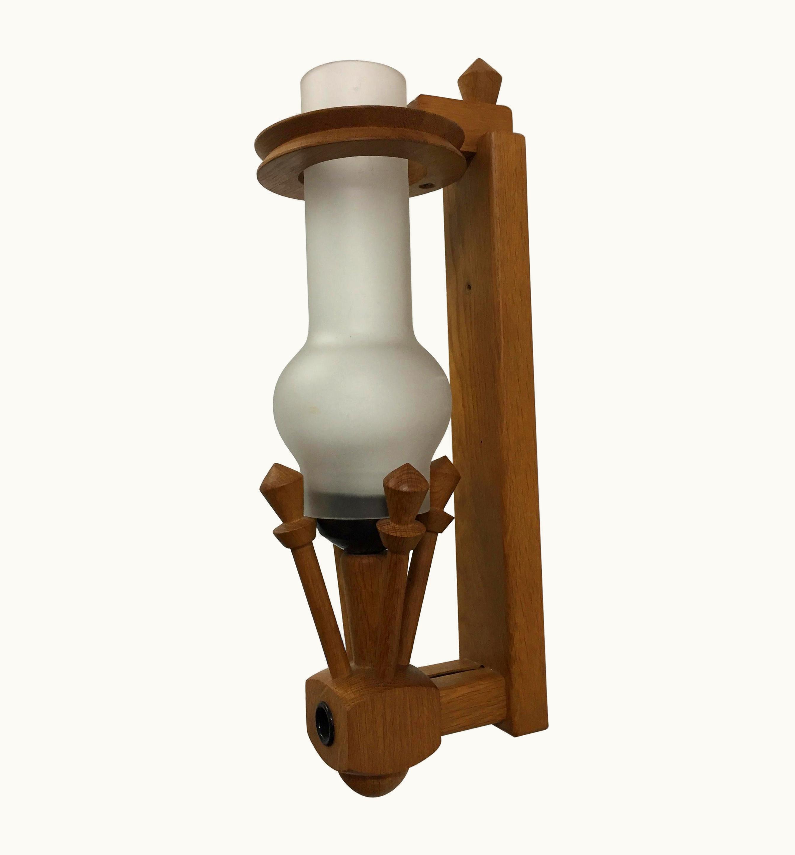 Guillerme et Chambron Guillerme et Chambron Wall Sconce In Oak Guillerme Et Chambron