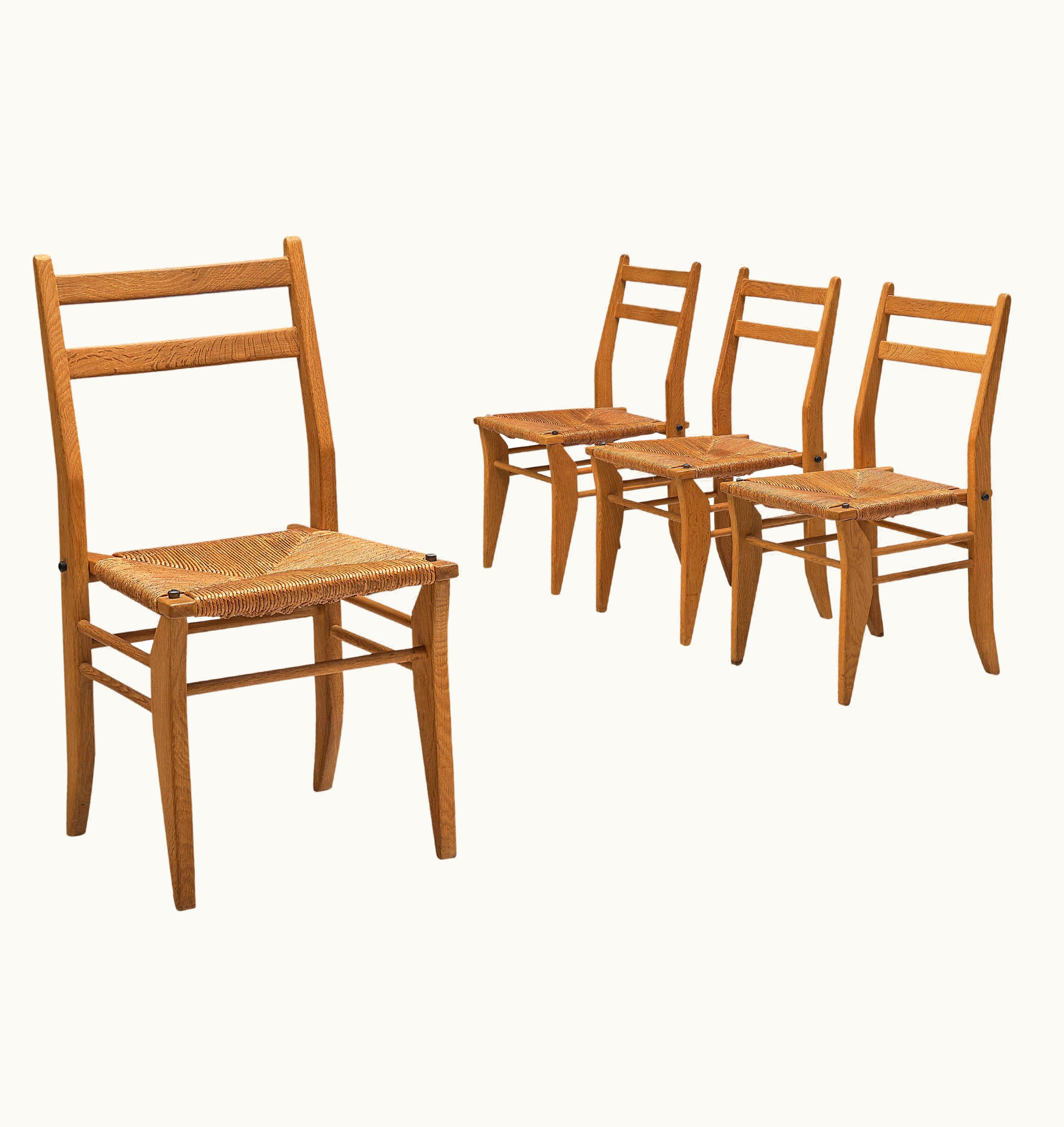 Guillerme et Chambron Guillerme et Chambron Set Of Four Dining Chairs With Rope Seats