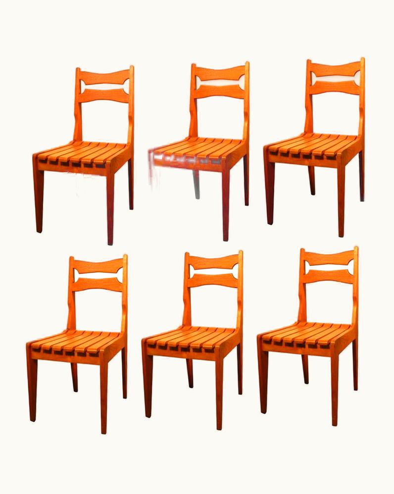 Guillerme et Chambron Guillerme et Chambron Set Of Six Oak Chairs By Guillerme Et Chambron For Votre Maison, Circa 1960