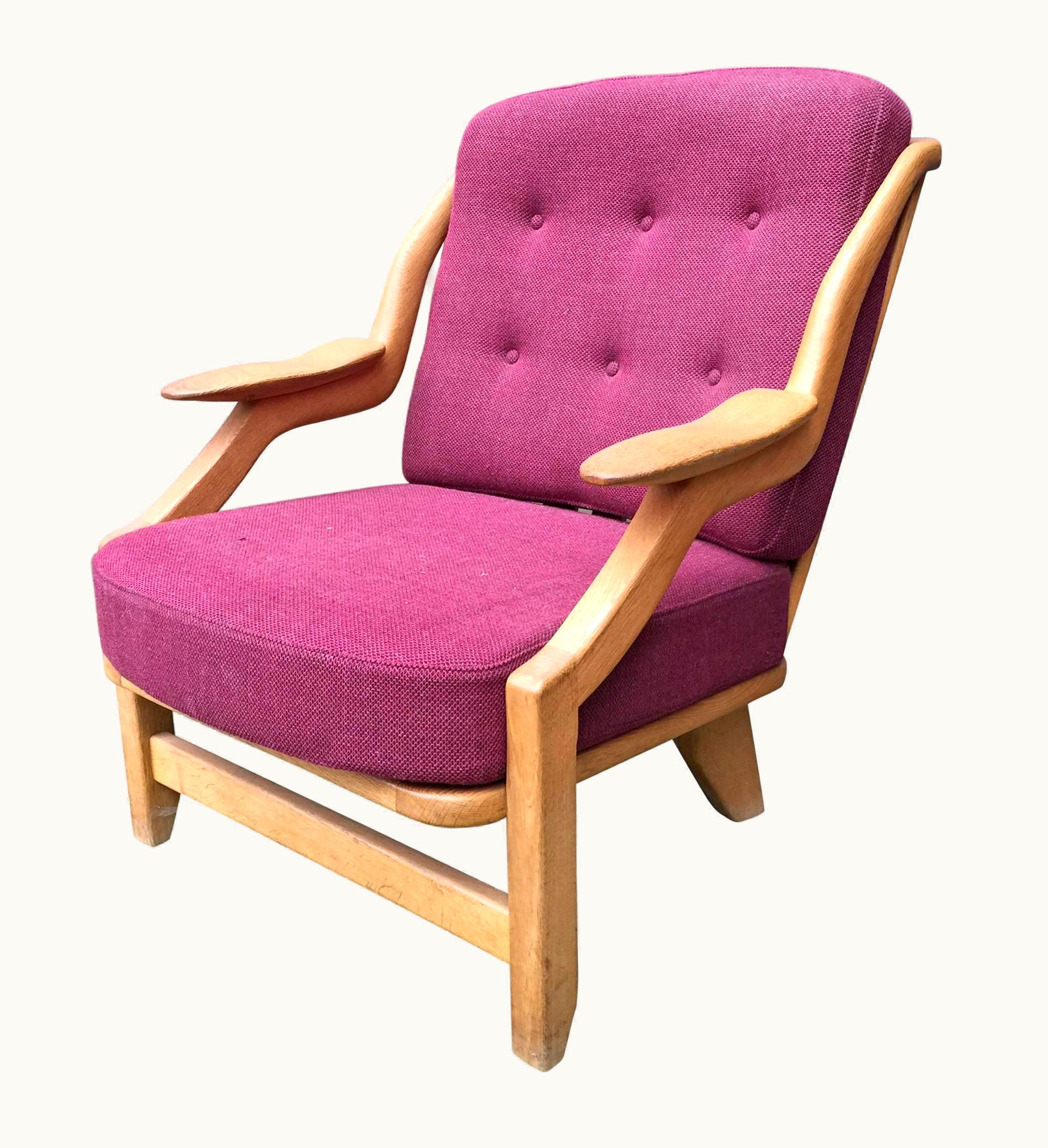 Guillerme et Chambron Guillerme et Chambron Oak Easy Chair, With Original Fabric