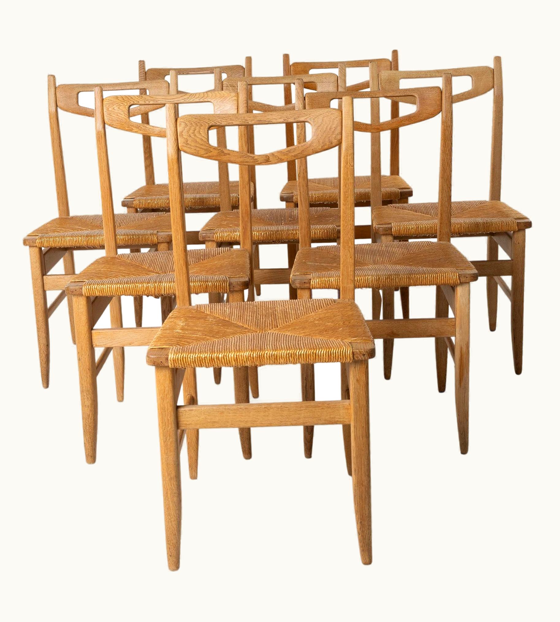Guillerme et Chambron Guillerme et Chambron Benoît, Set Of 8 Dining Chairs By Robert Guillerme & Jacques Chambron, France