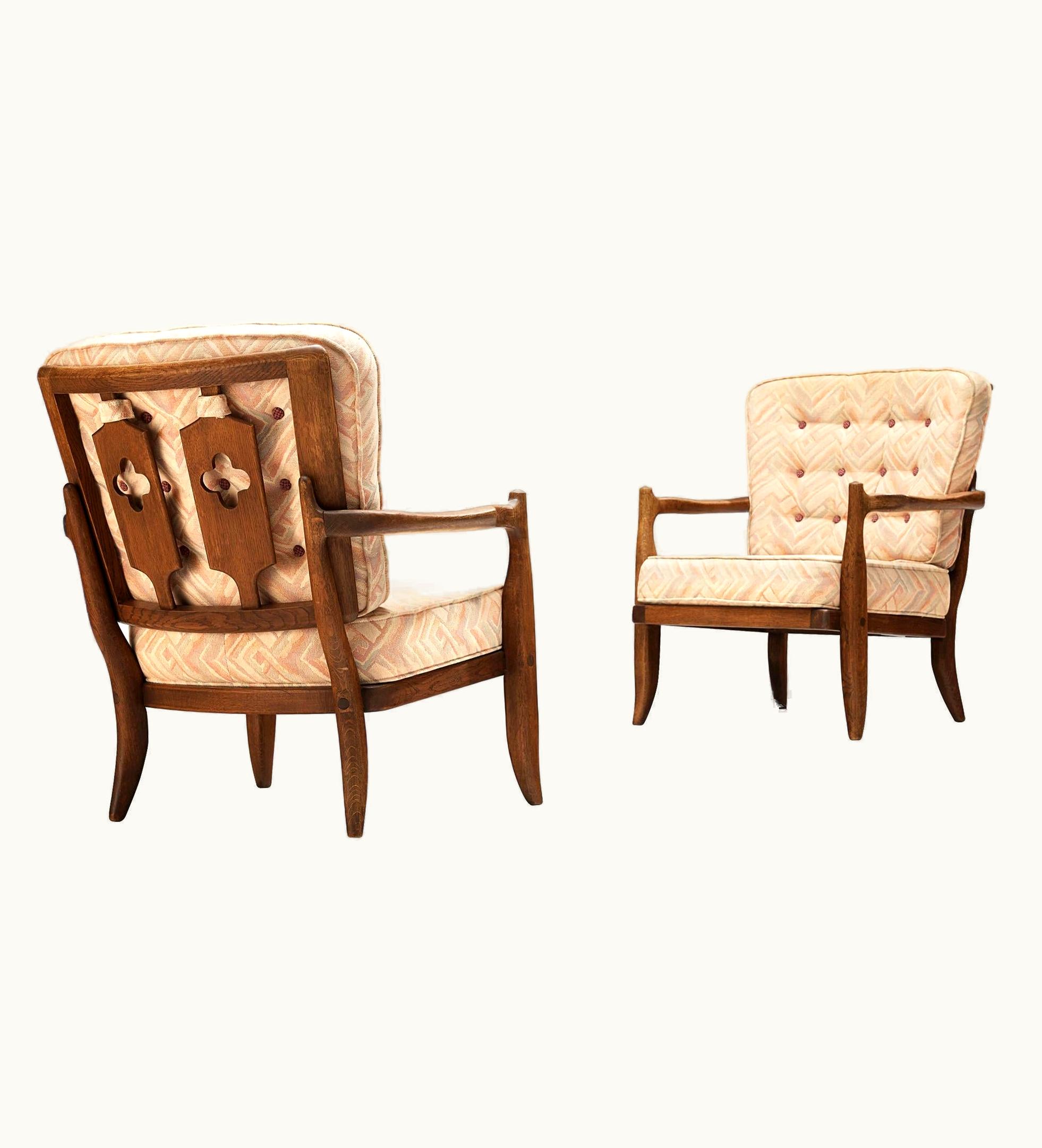 Guillerme et Chambron Guillerme & Chambron Pair Of 'Jose' Lounge Chairs In Oak