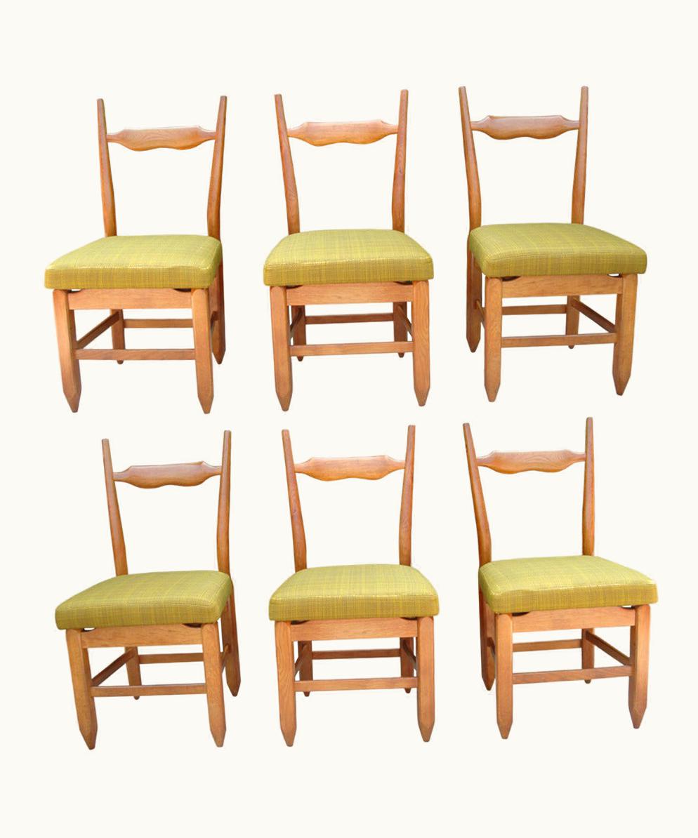 Guillerme et Chambron Guillerme et Chambron Rare Set Of Six French Oak Chairs