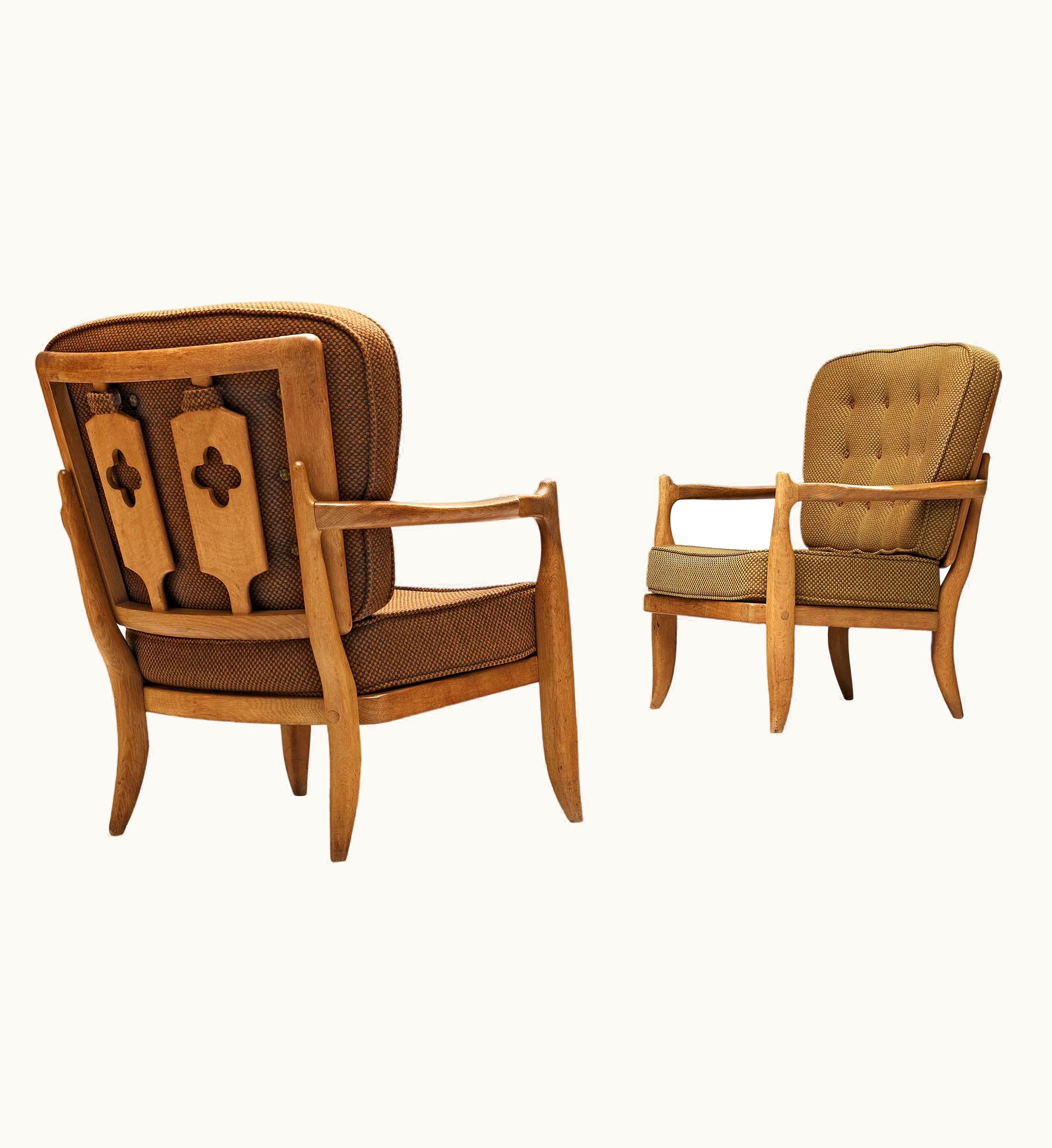 Guillerme et Chambron Pair Of 'Jose' Lounge Chairs In Oak