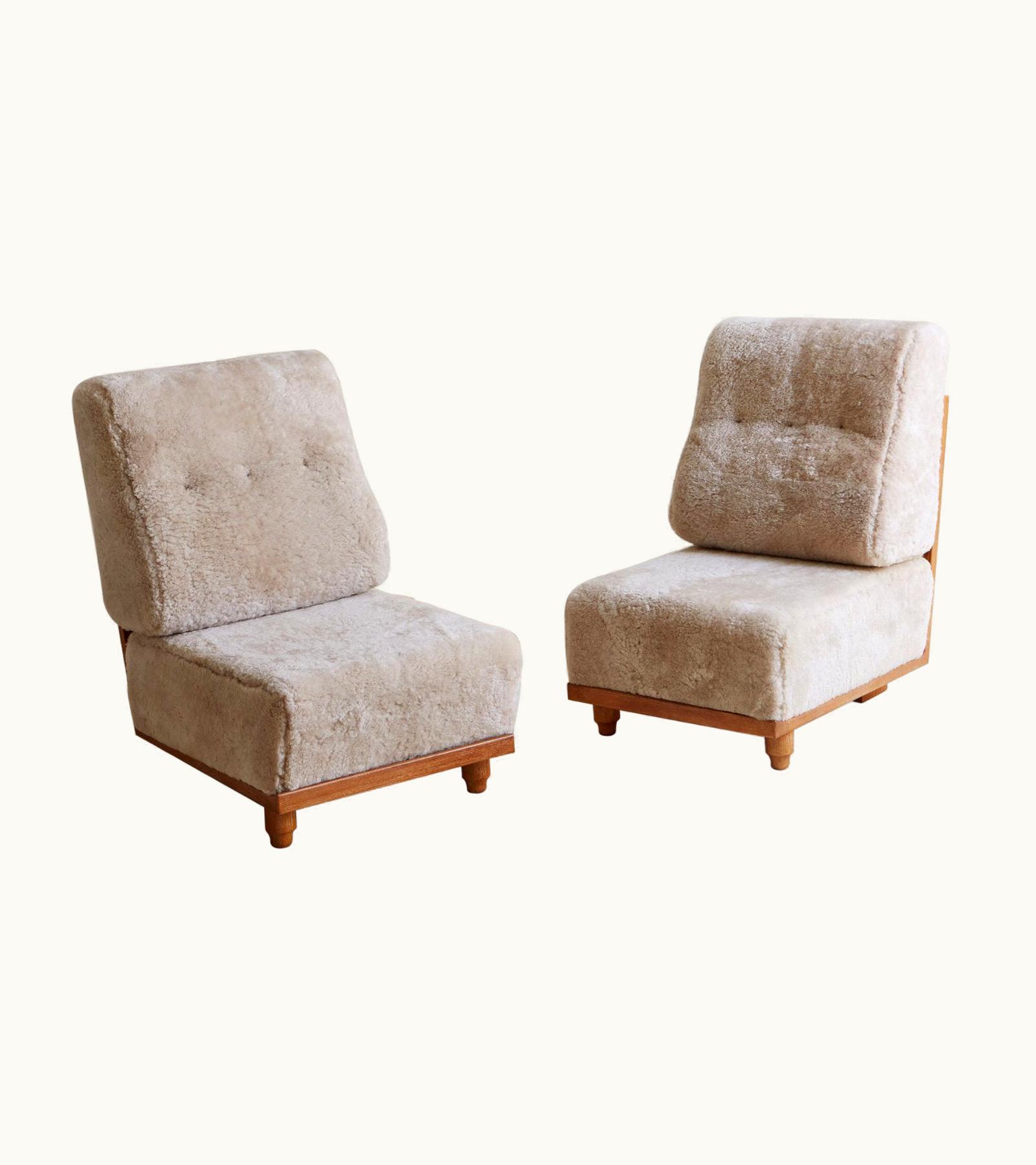 Guillerme et Chambron Guillerme et Chambron Pair Of 'Elmyre' Lounge Chairs In Shearling By Guillerme Et Chambron