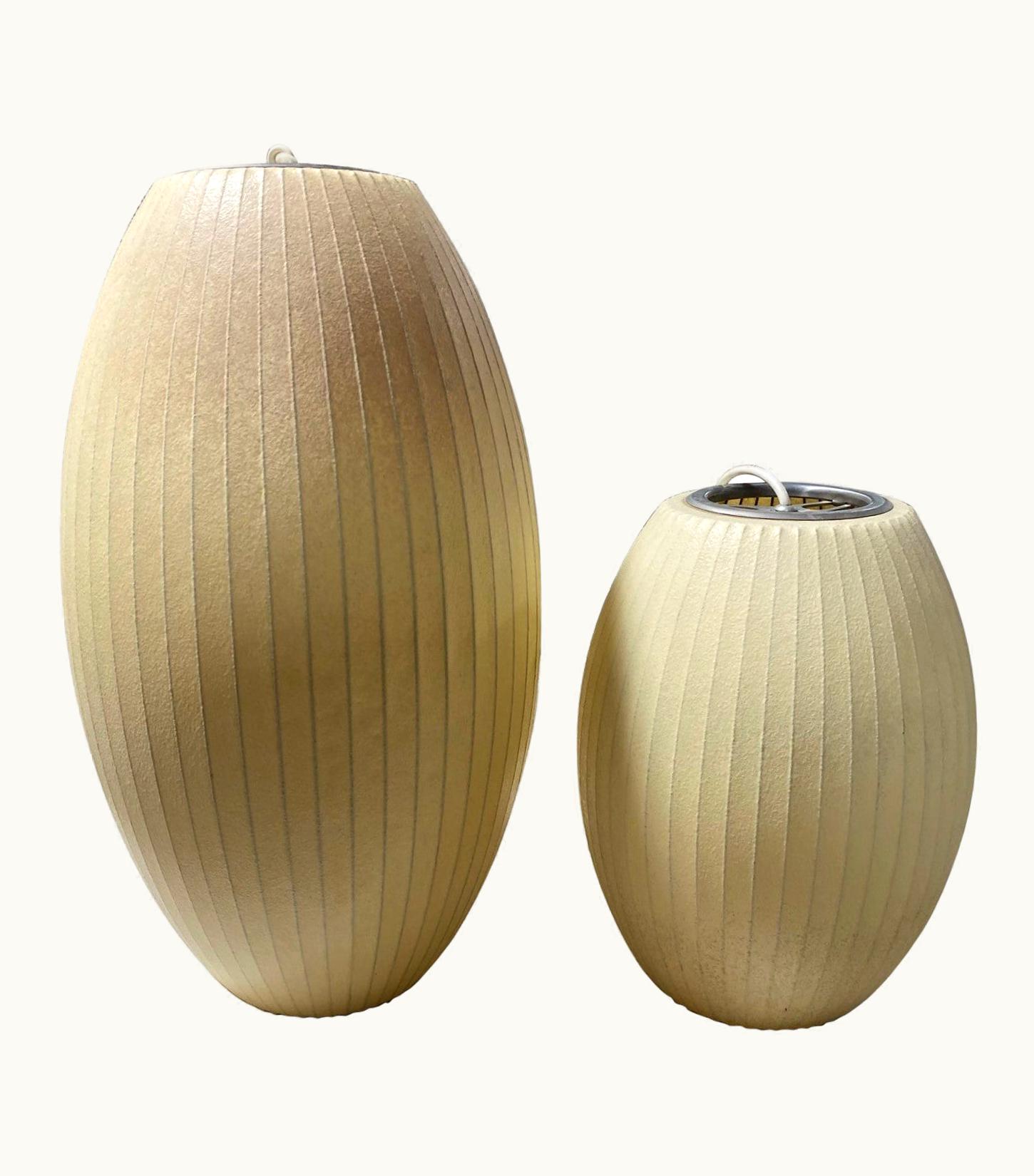 George Nelson George Nelson For Herman Miller Pair Of Mid-Century Cigar Bubble Pendant Lights