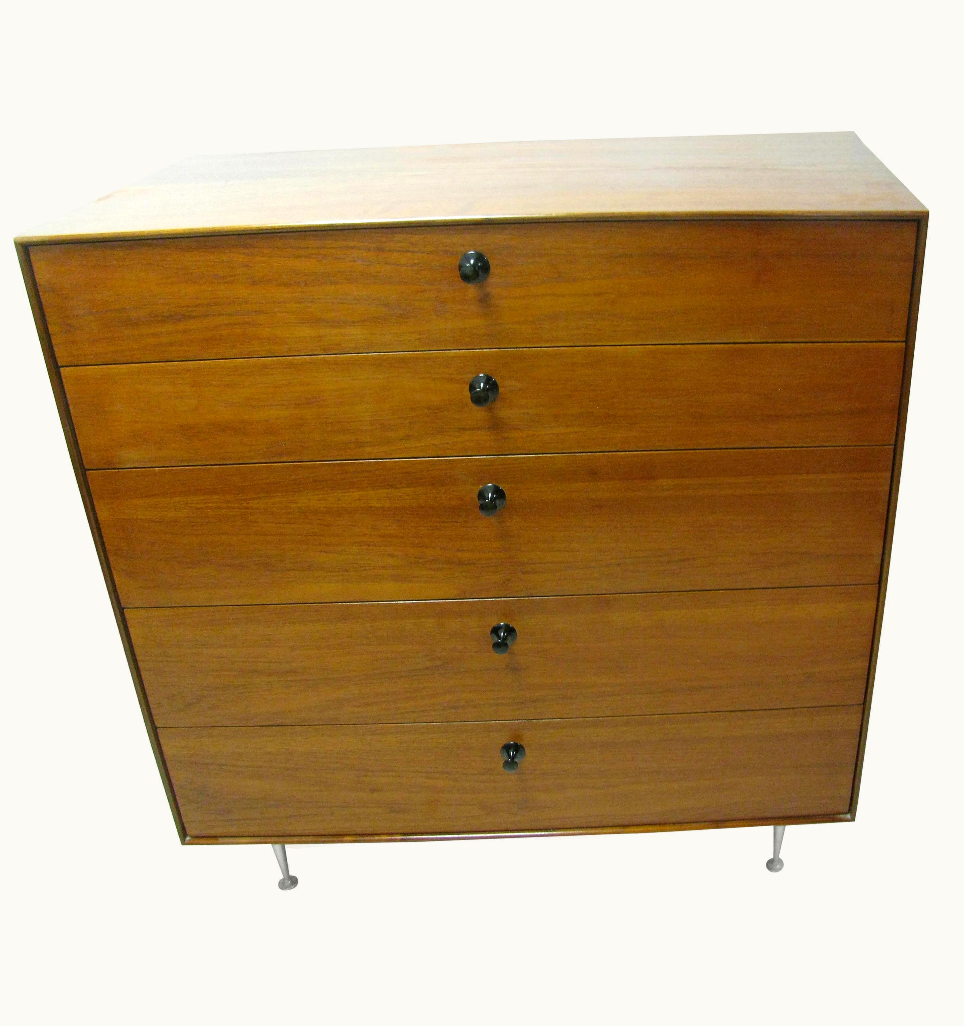 George Nelson George Nelson Mid-Century Modern George Nelson Thin Edge Teak Five-Drawer Dresser