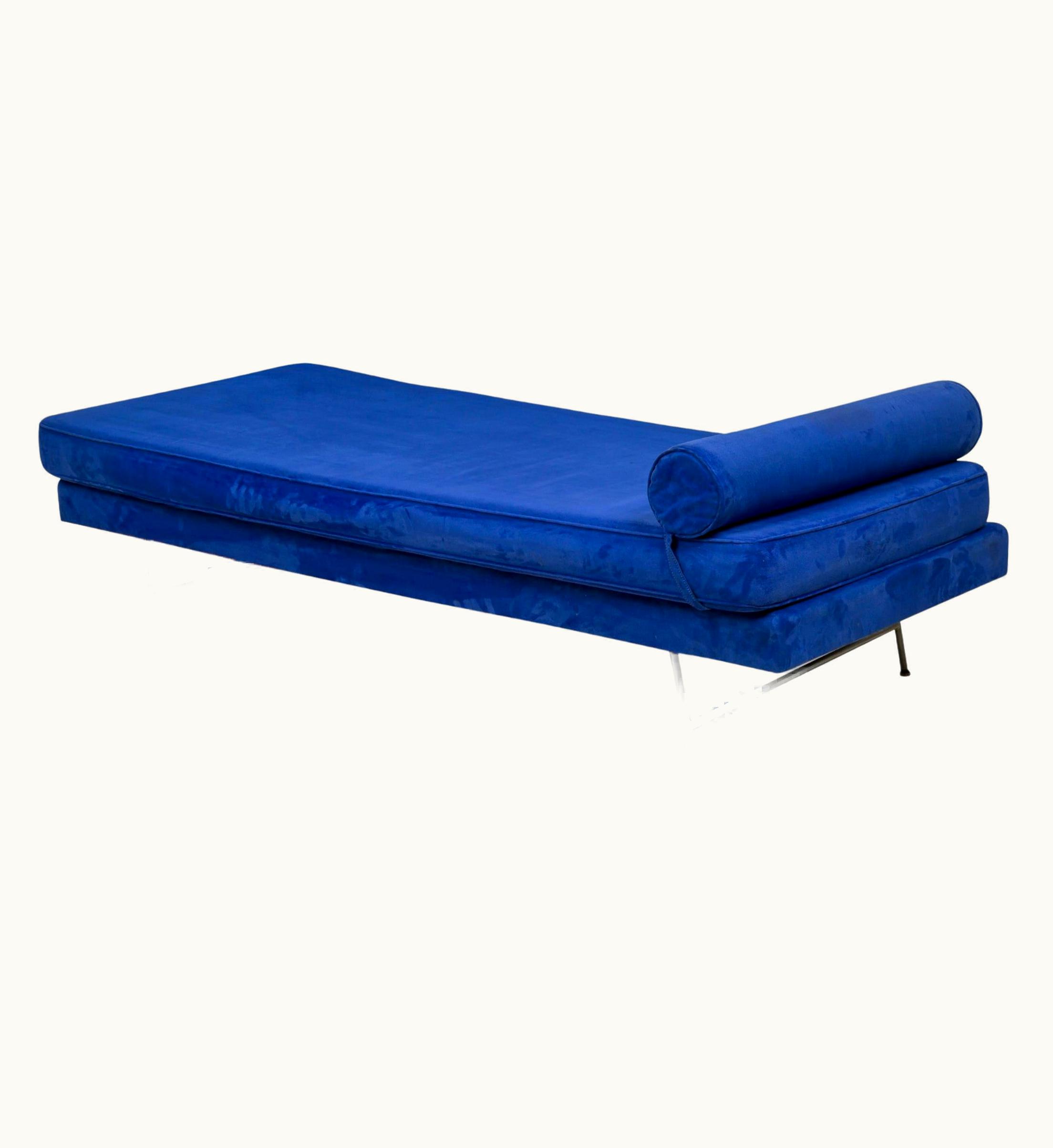 Herman Miller;George Nelson For Herman Miller Blue Velour And Chrome Daybed