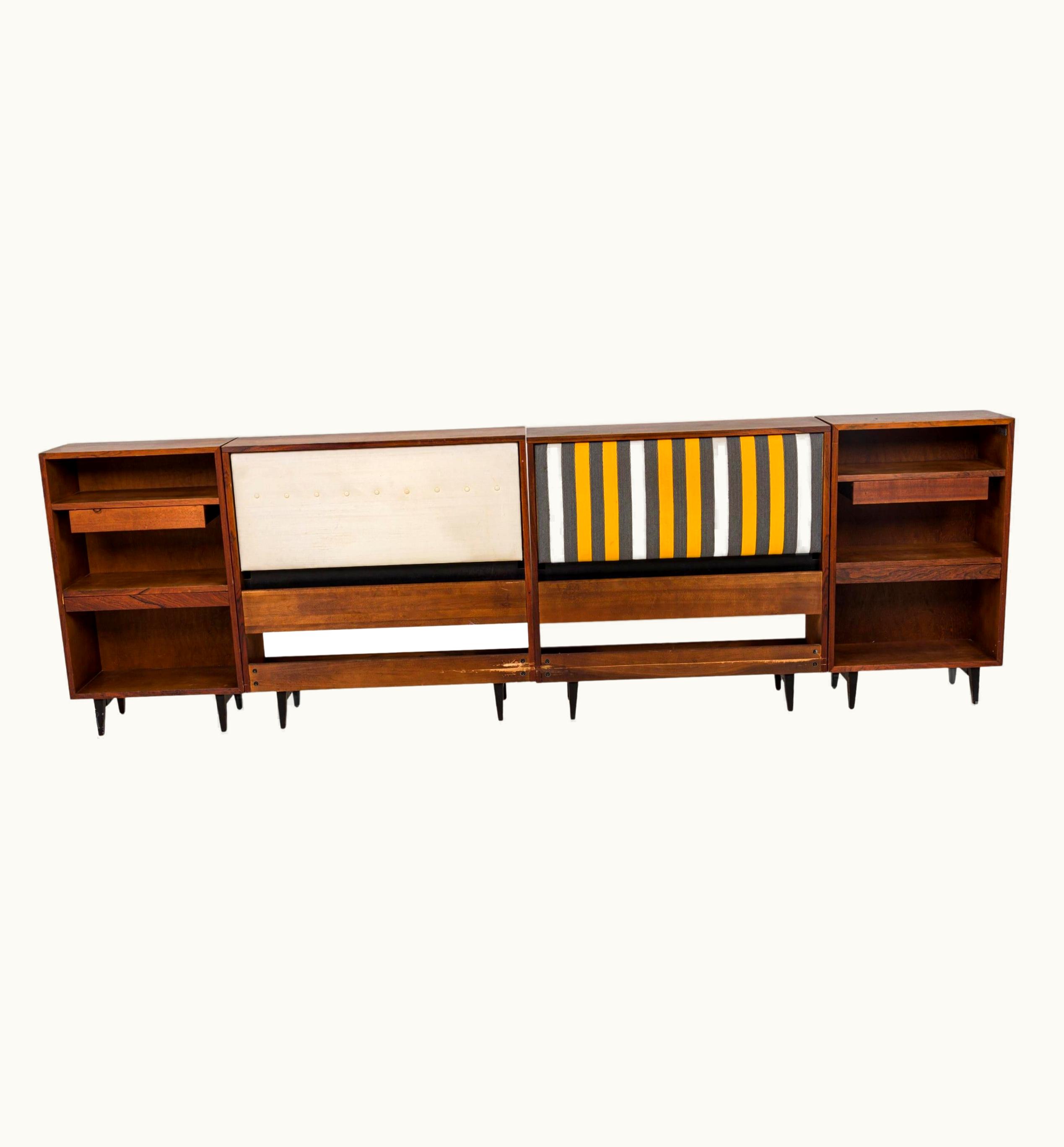 George Nelson George Nelson For Herman Miller King Sized Fabric And Teak Headboard
