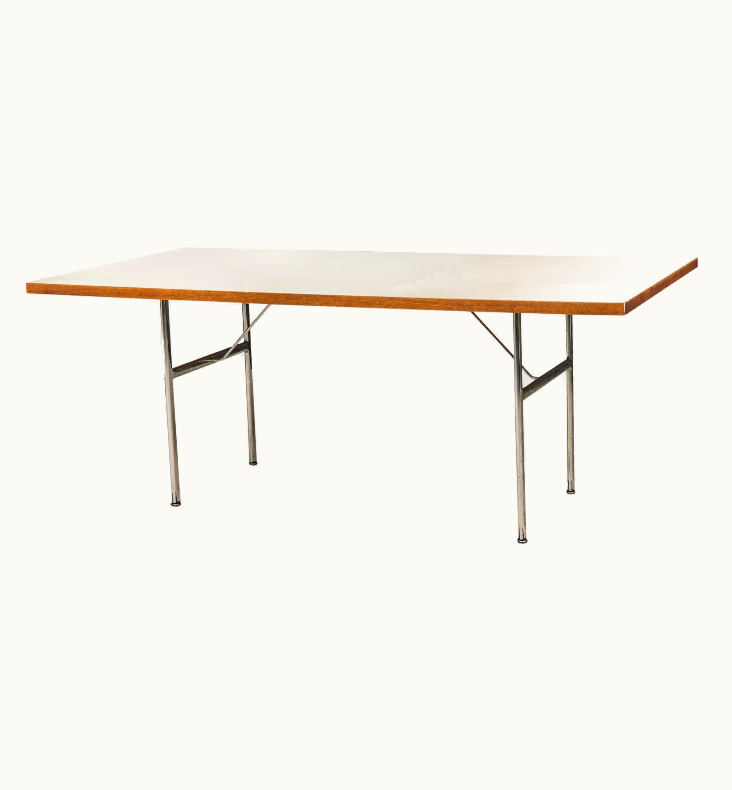 Herman Miller;George Nelson / Herman Miller White Laminate And Steel Rectangular Dining Table