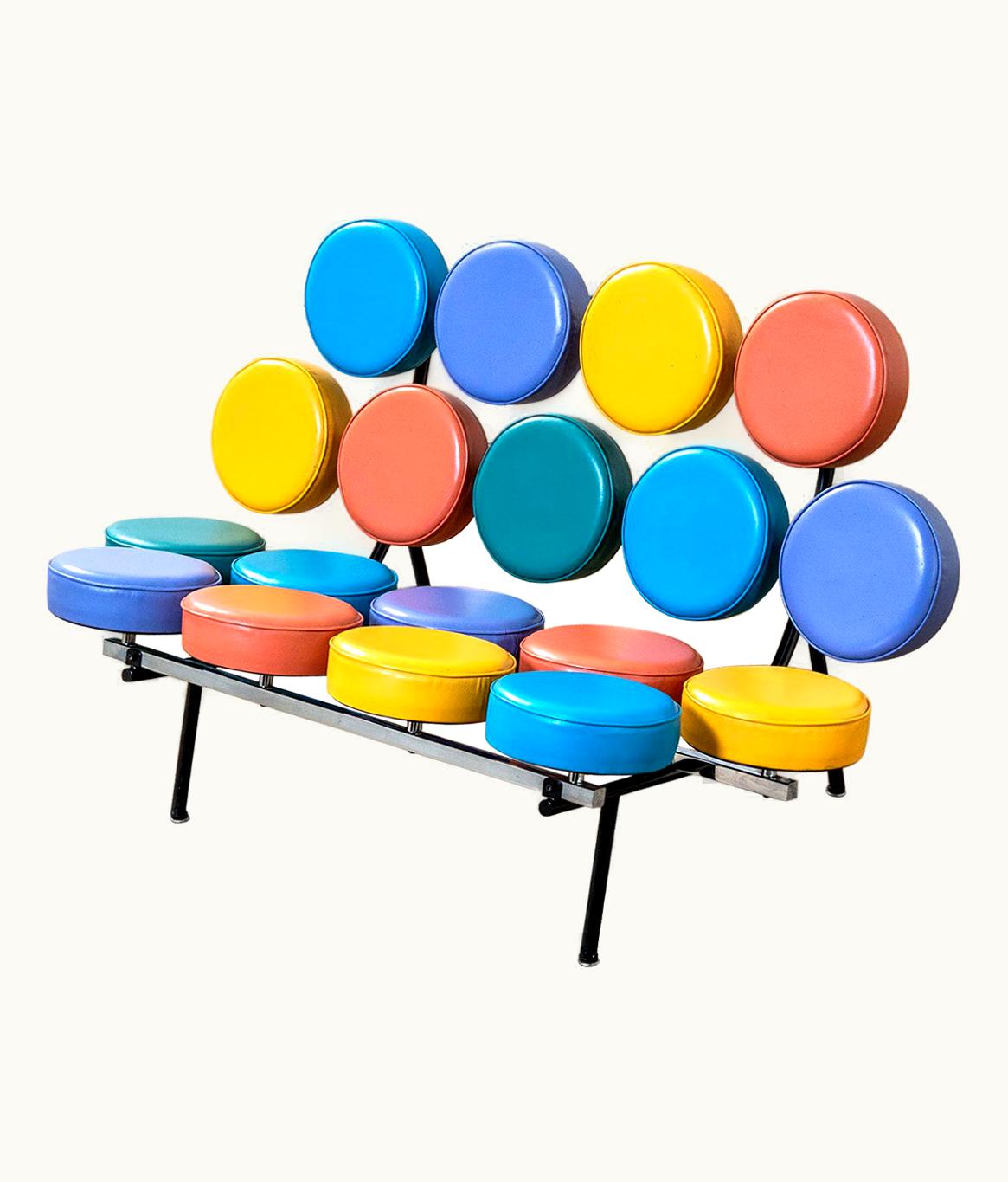 George Nelson George Nelson 20th Century George Nelson VItra Sofa Mod Marshmallow In Metal And Faux Leather