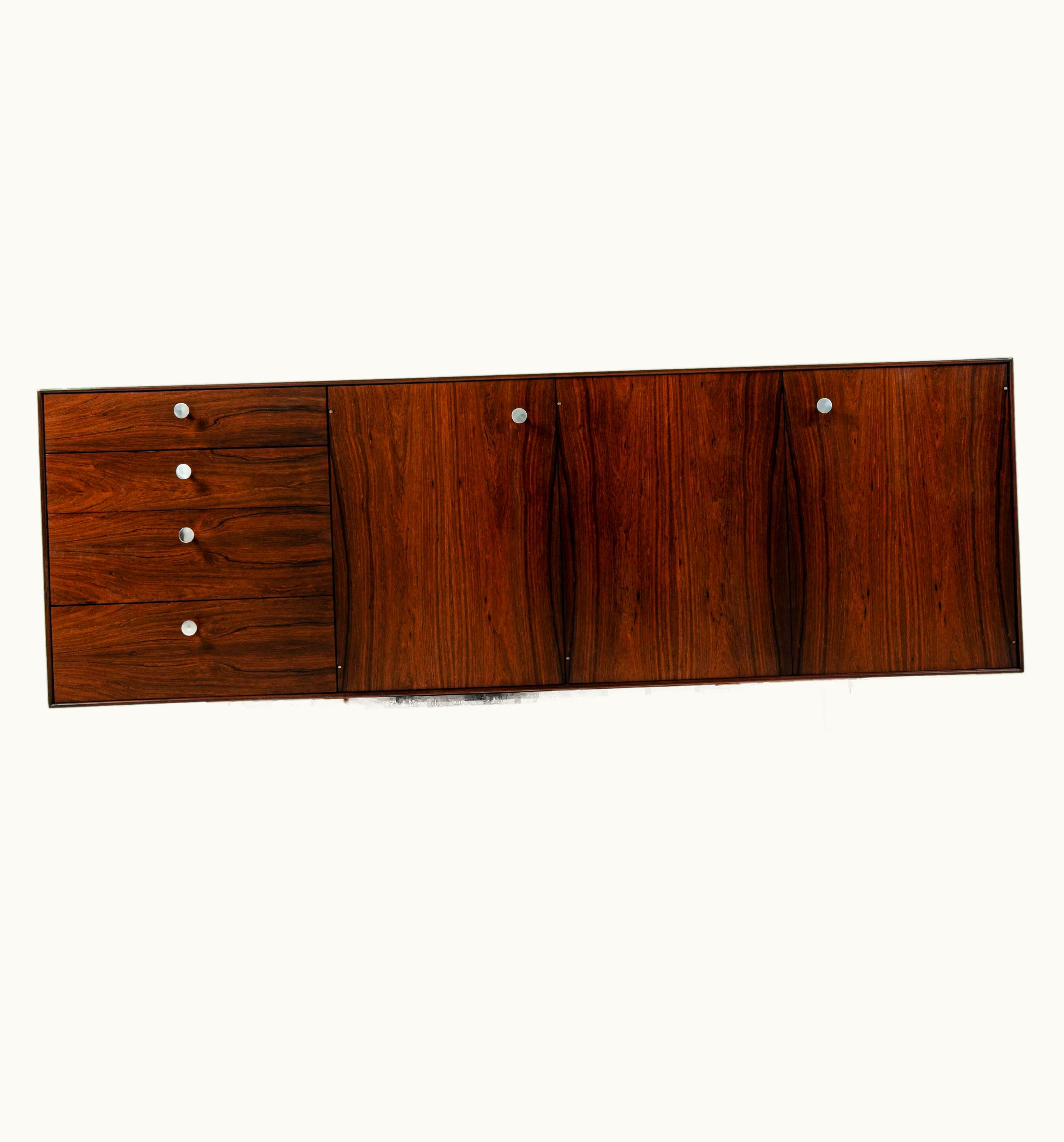 George Nelson George Nelson For Herman Miller Rosewood Thin Edge Credenza/Cabinet Circa 1950s
