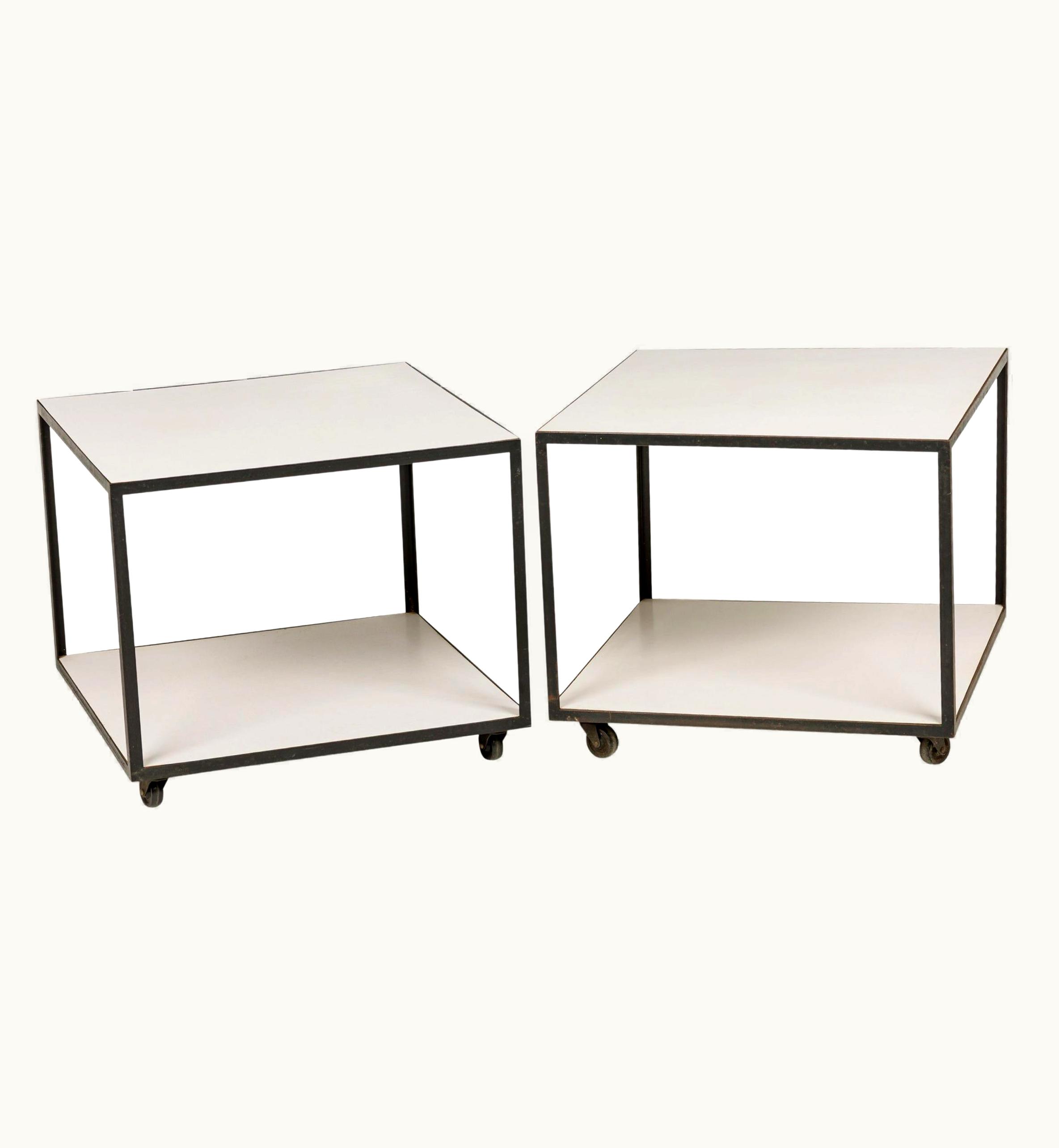 Herman Miller;George Nelson For Herman Miller White Laminate And Black Steel Rolling End / Sid