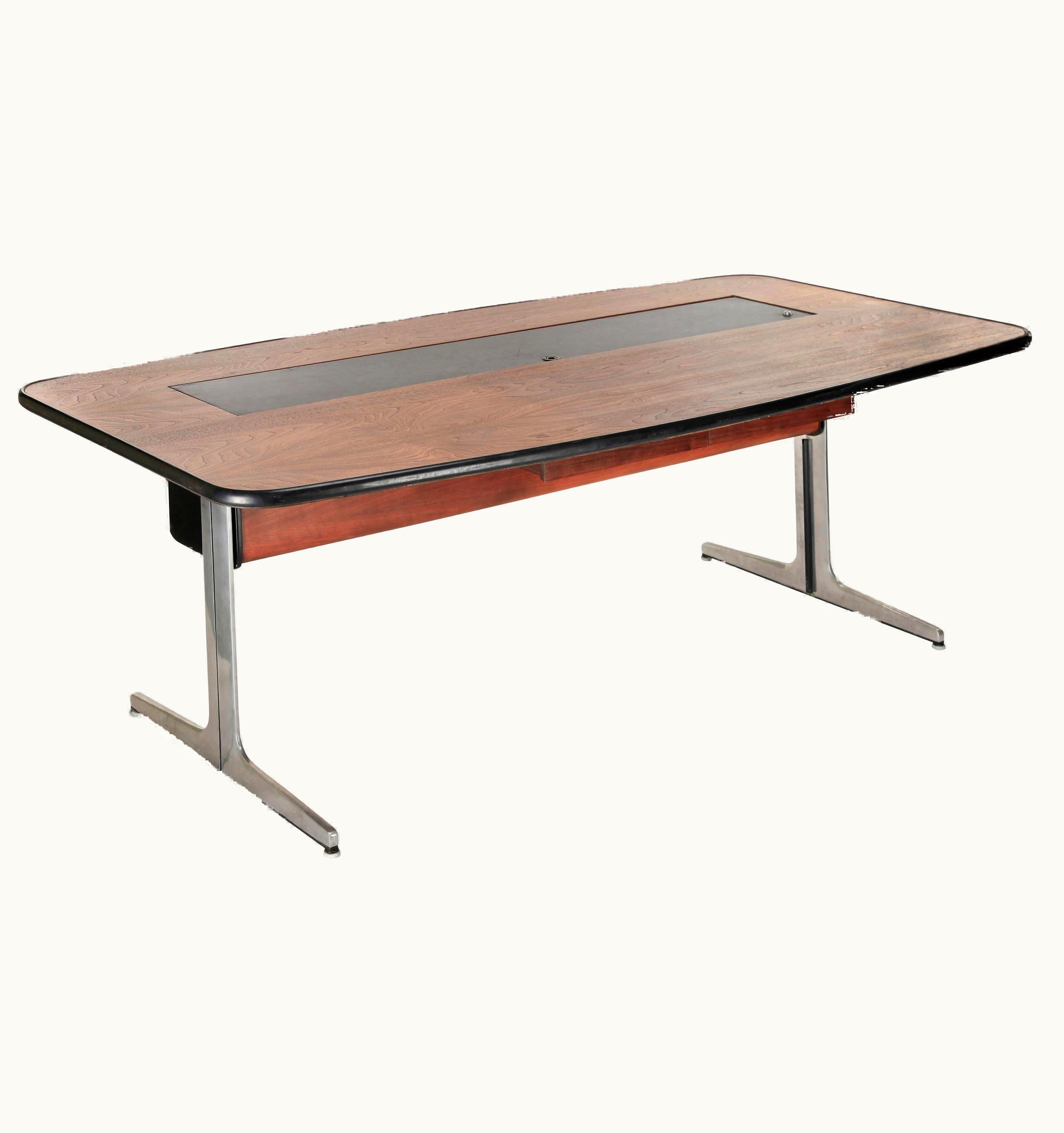 George Nelson George Nelson 1960s Walnut And Leather Desk By George Nelson For Herman Miller